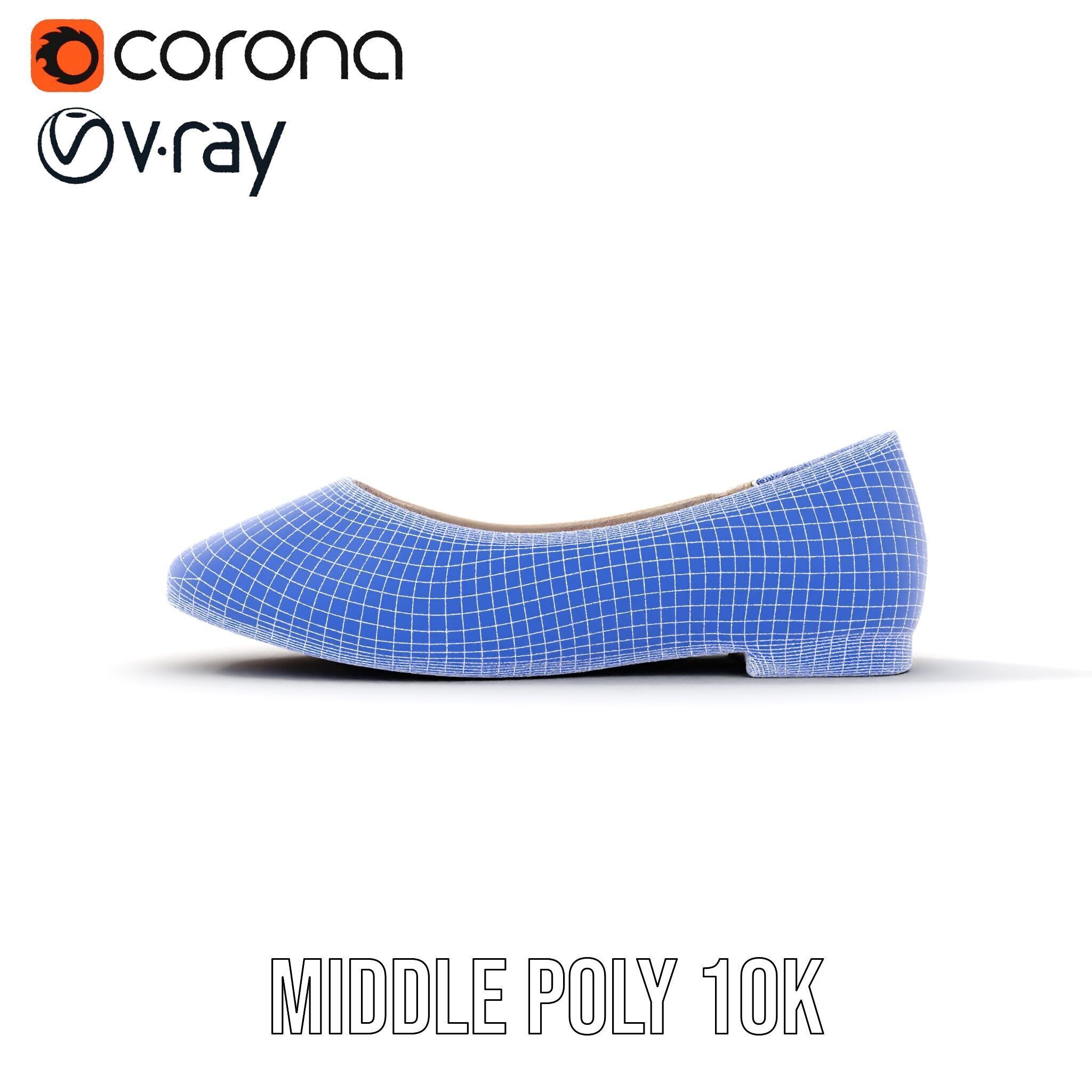 Elegant Beige Flat Shoe D Model Pack Low-poly 3D model_25