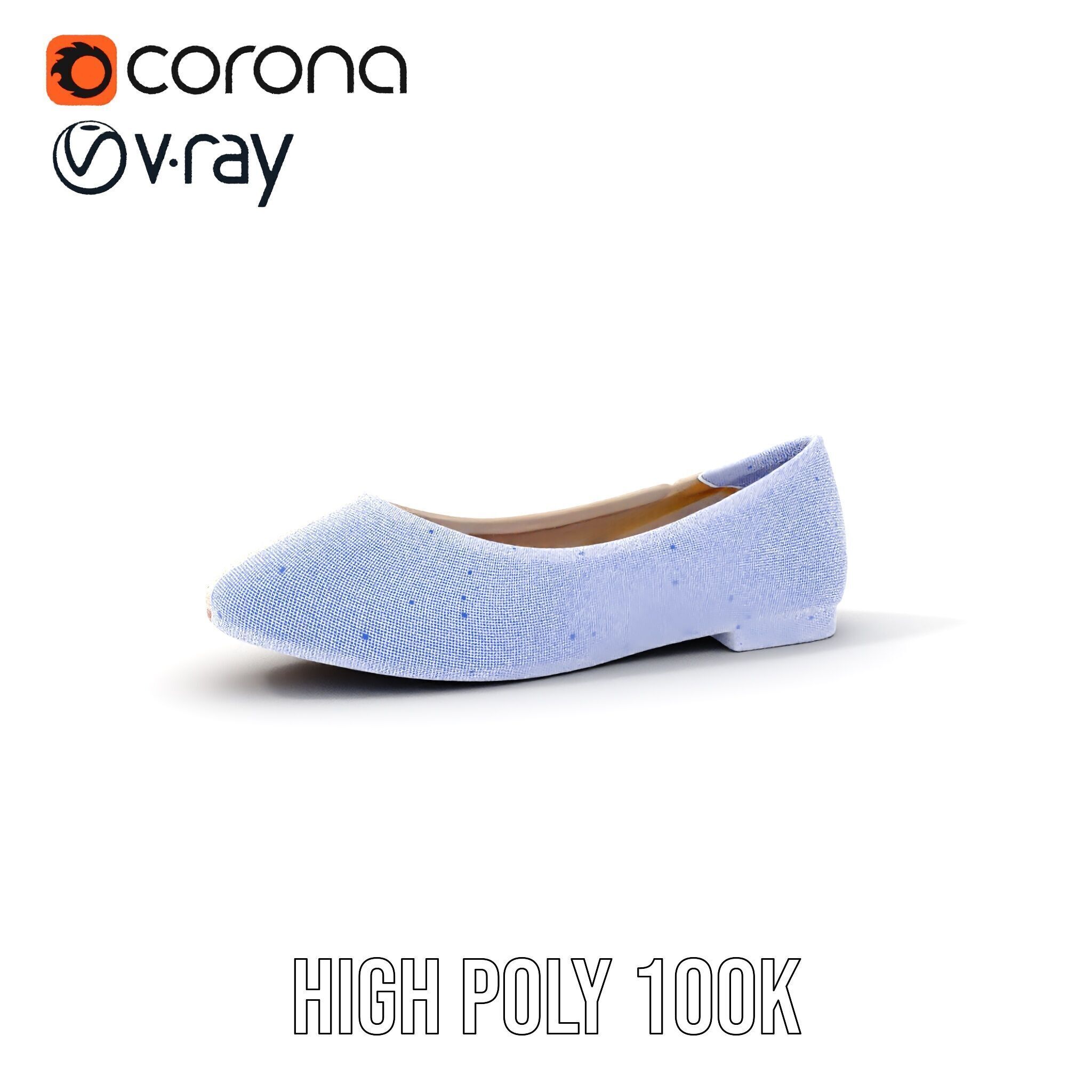 Elegant Beige Flat Shoe D Model Pack Low-poly 3D model_4