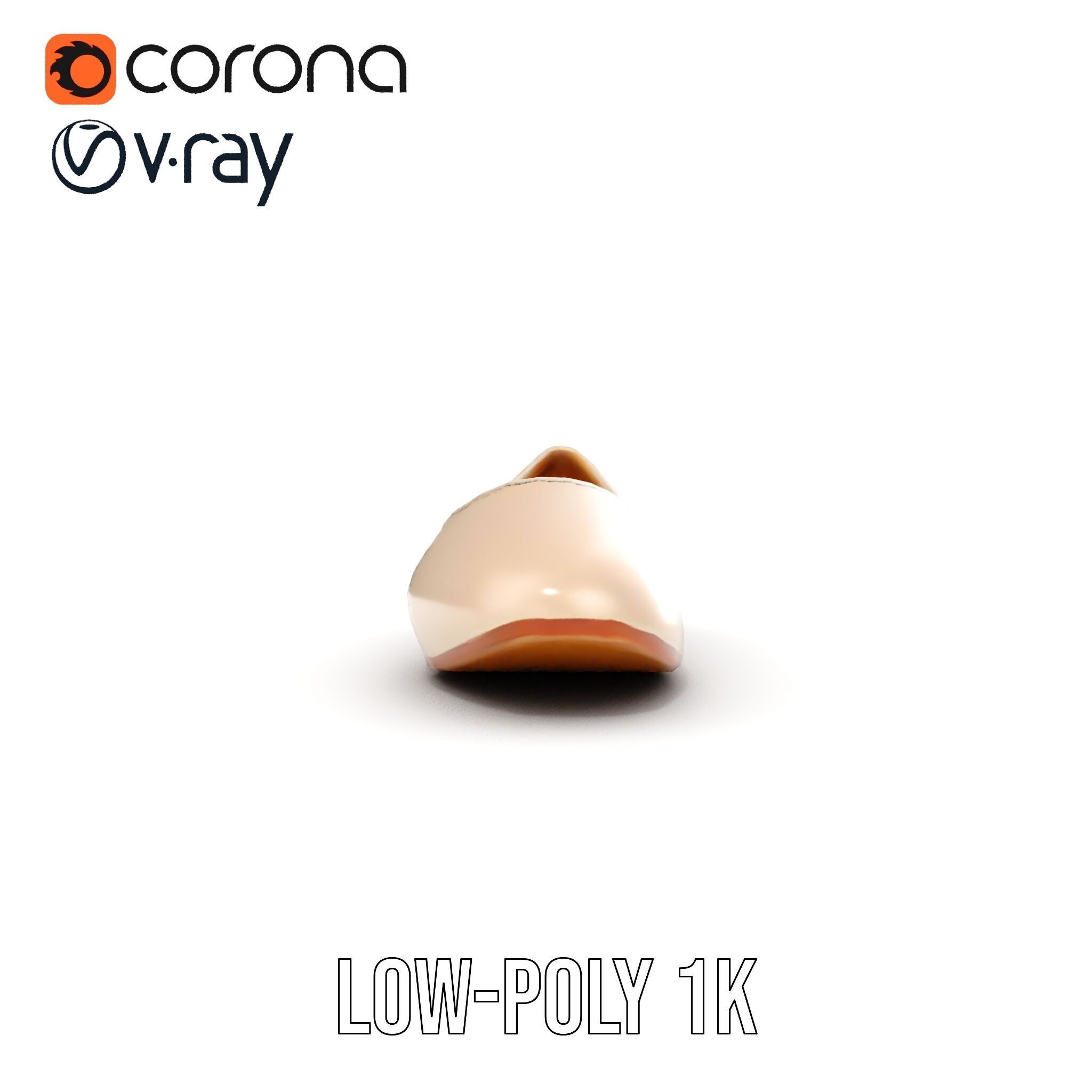 Elegant Beige Flat Shoe D Model Pack Low-poly 3D model_15