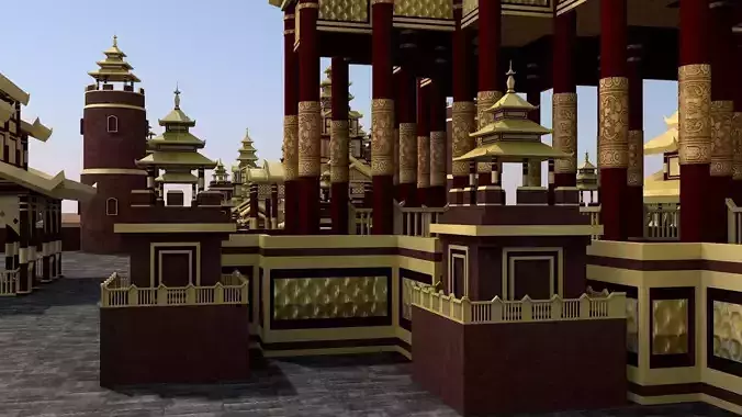 Myanmar Golden Palace 3D model
