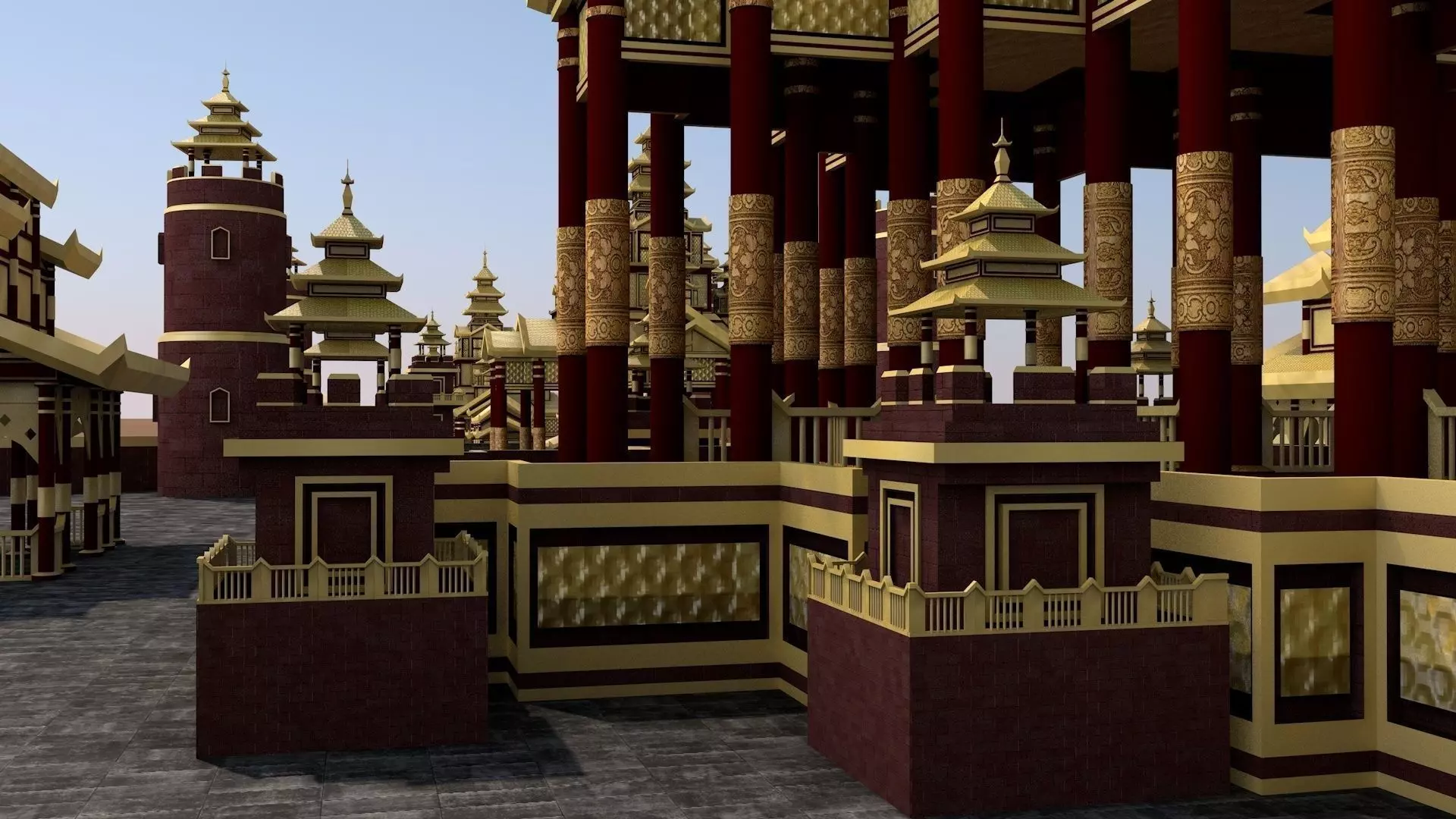 Myanmar Golden Palace 3D model_0