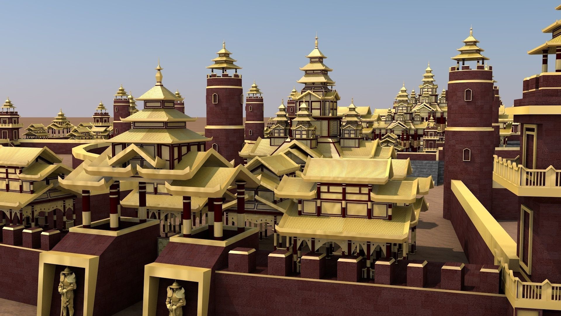 Myanmar Golden Palace 3D model_1