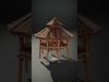 Rustic Octagonal Gazebo Wooden Structure D Model Pack Low-poly 3D model_2