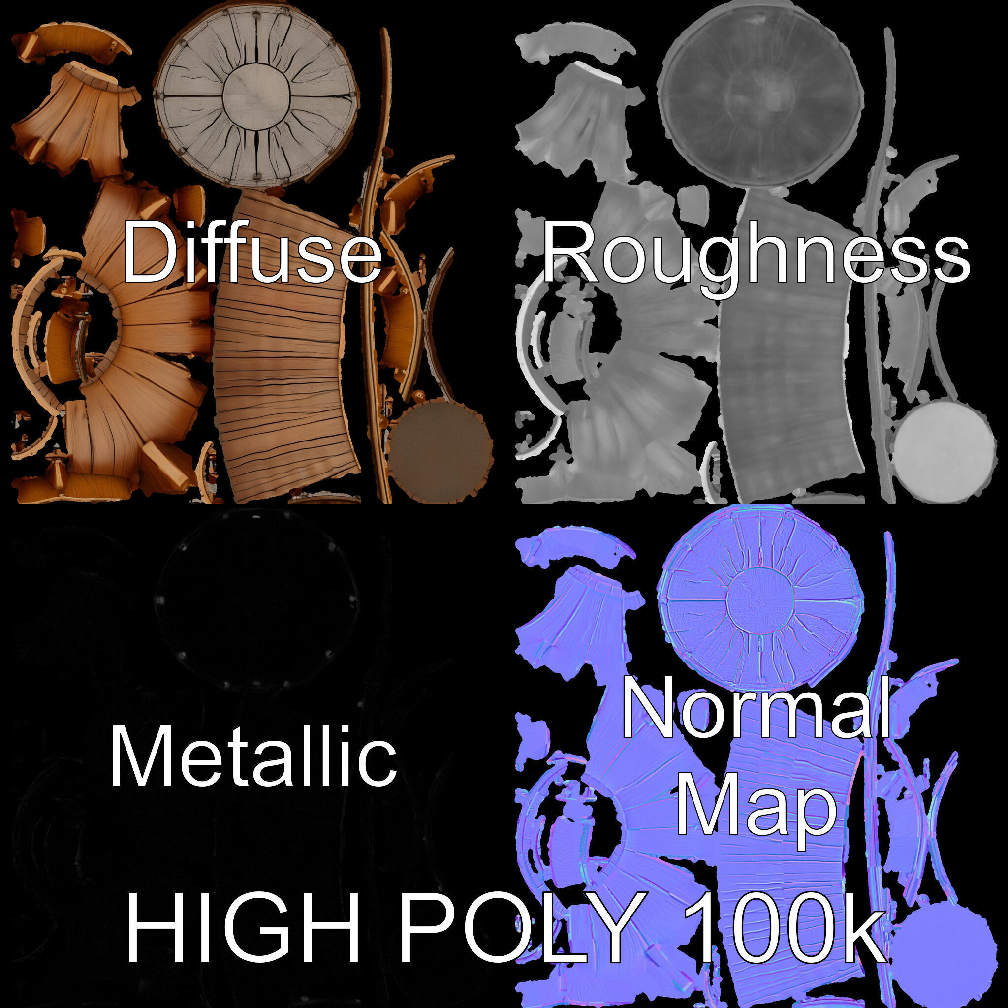 Wooden Watchtower Model Pack with Realistic Textures Low-poly 3D model_4