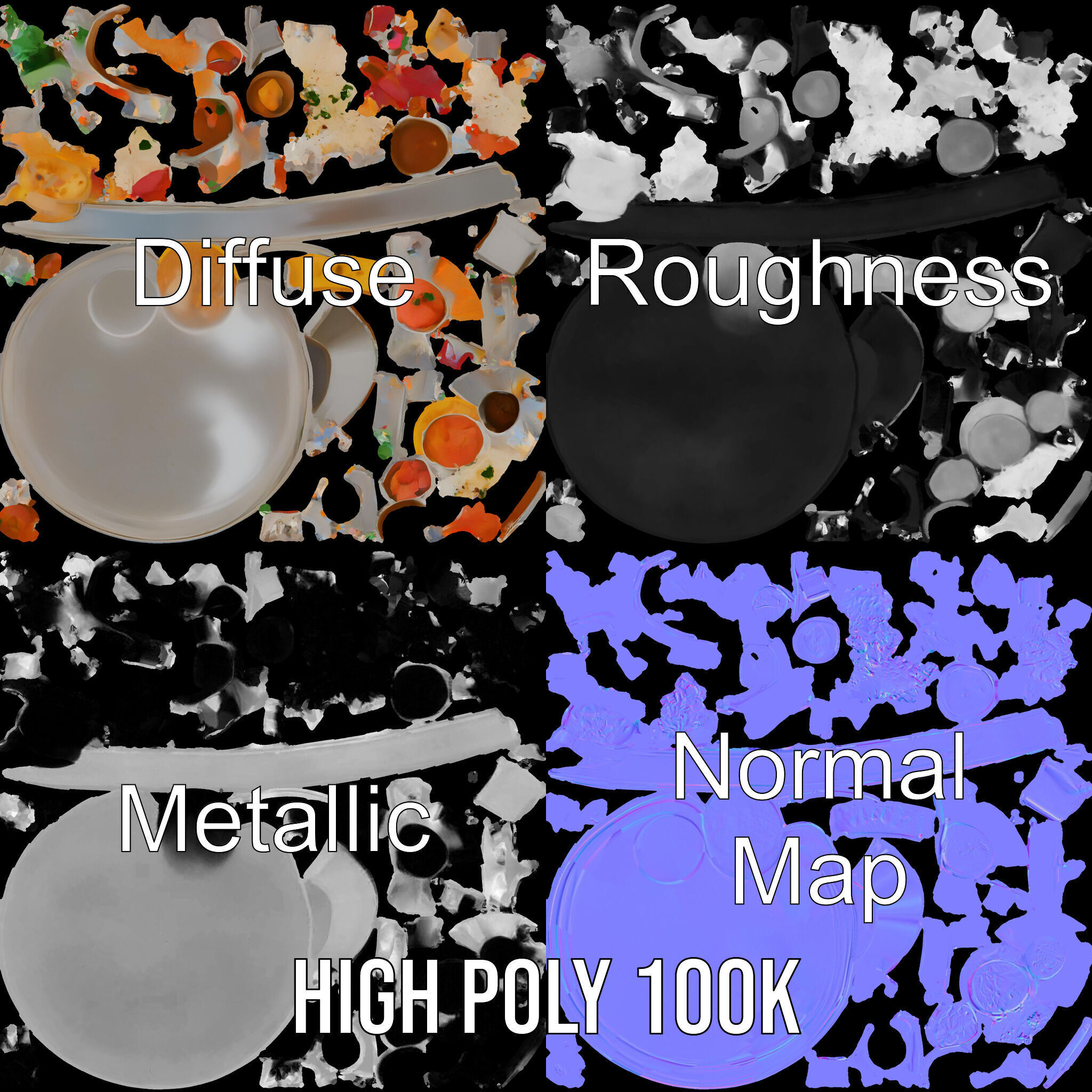 Traditional Indian Thali Model Pack Low-poly 3D model_4