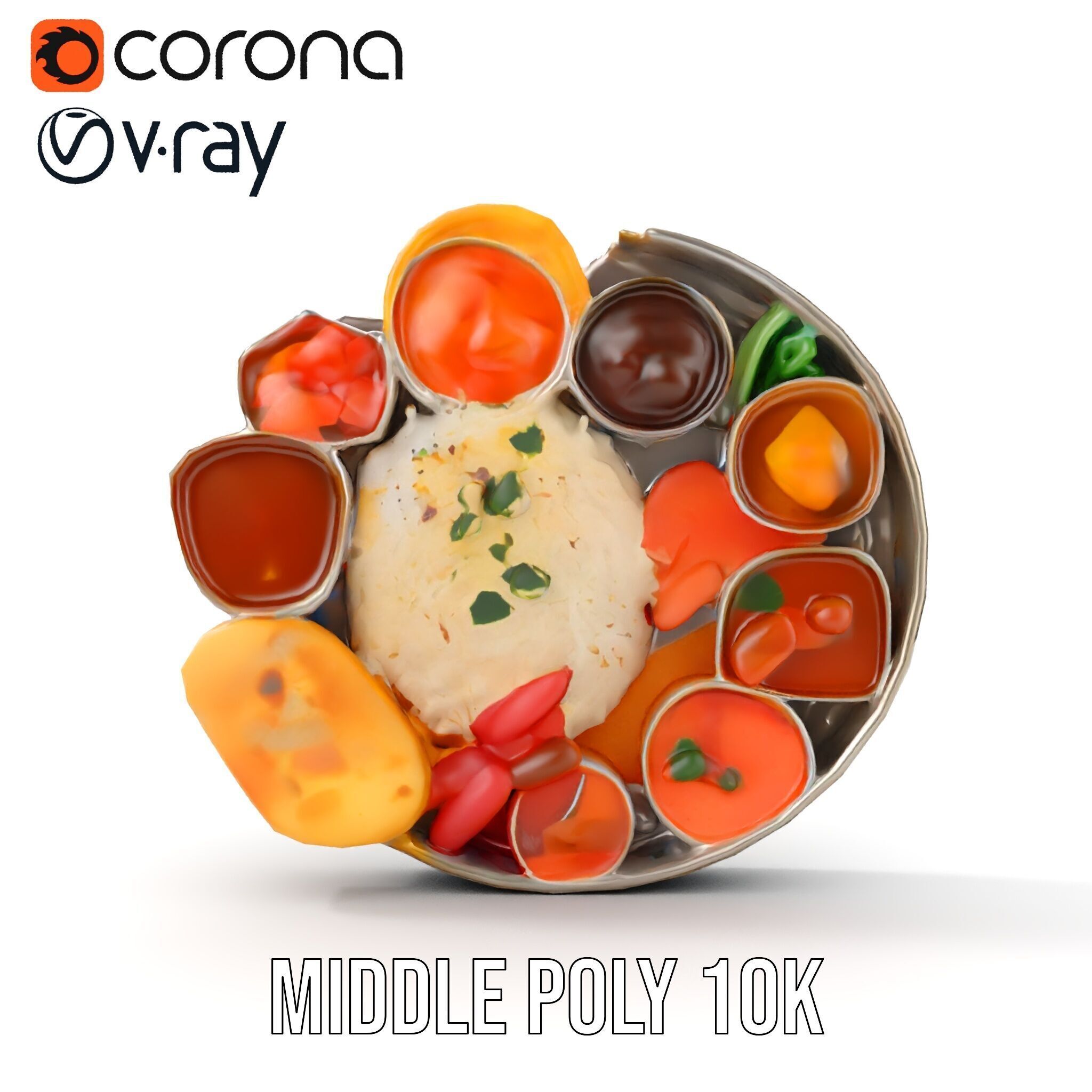 Traditional Indian Thali Model Pack Low-poly 3D model_11