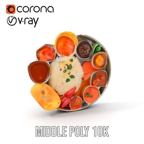 Traditional Indian Thali Model Pack Low-poly 3D model 6