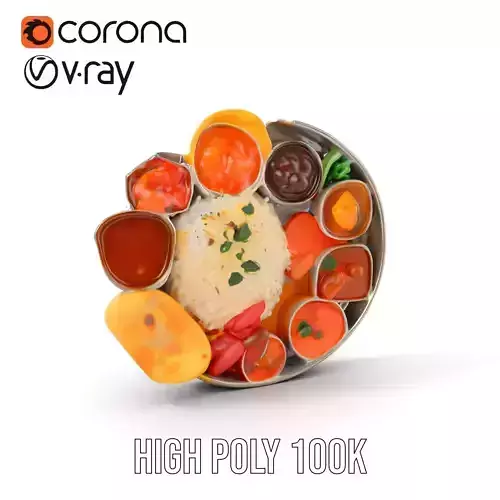 Traditional Indian Thali Model Pack Low-poly 3D model