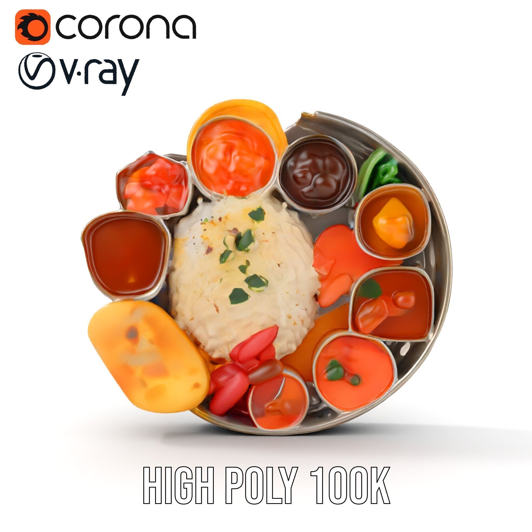 Traditional Indian Thali Model Pack Low-poly 3D model_16