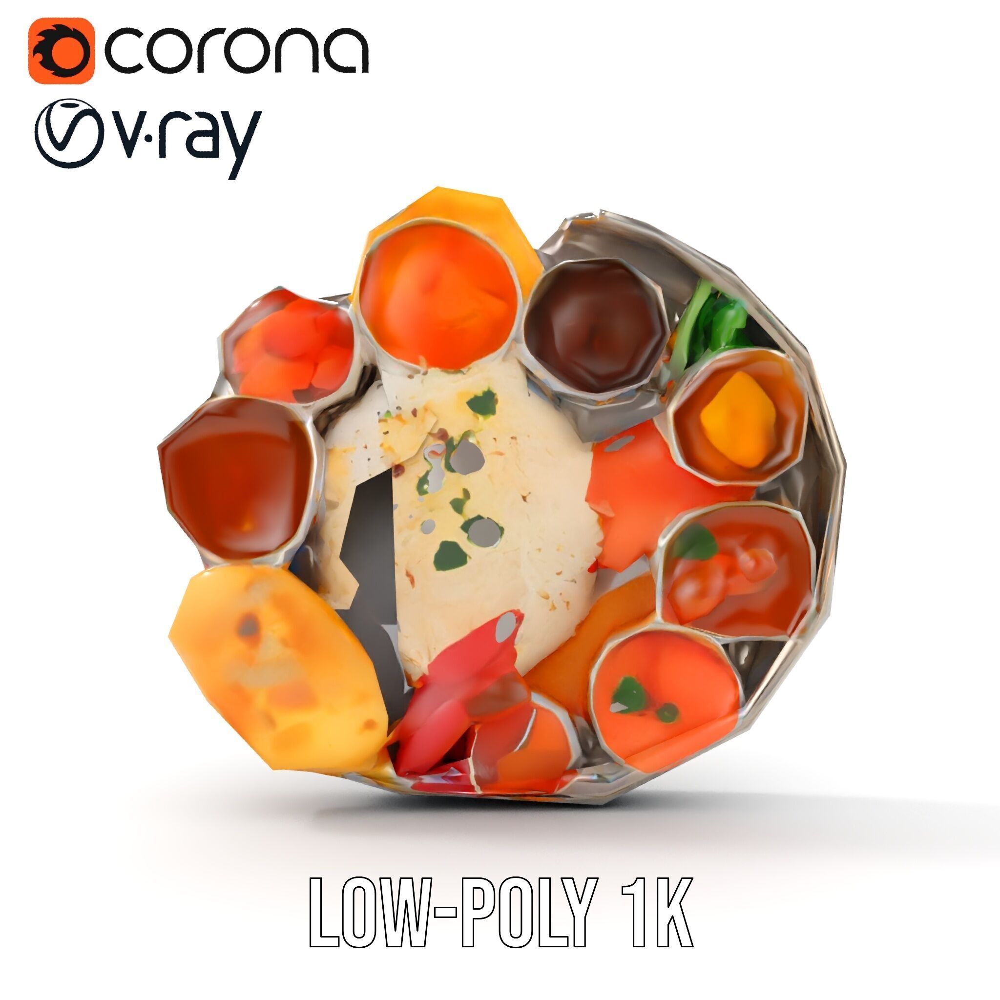 Traditional Indian Thali Model Pack Low-poly 3D model_21