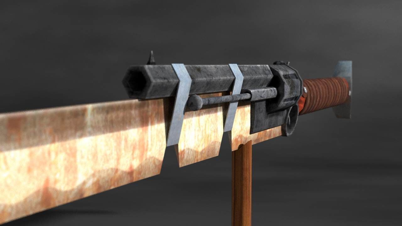 GunSword samurai sword Free low-poly 3D model_2