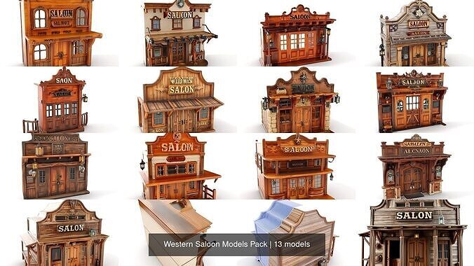 Western Saloon Models Pack 3D Model Collection