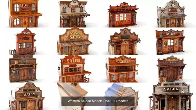 Western Saloon Models Pack 3D Model Collection
