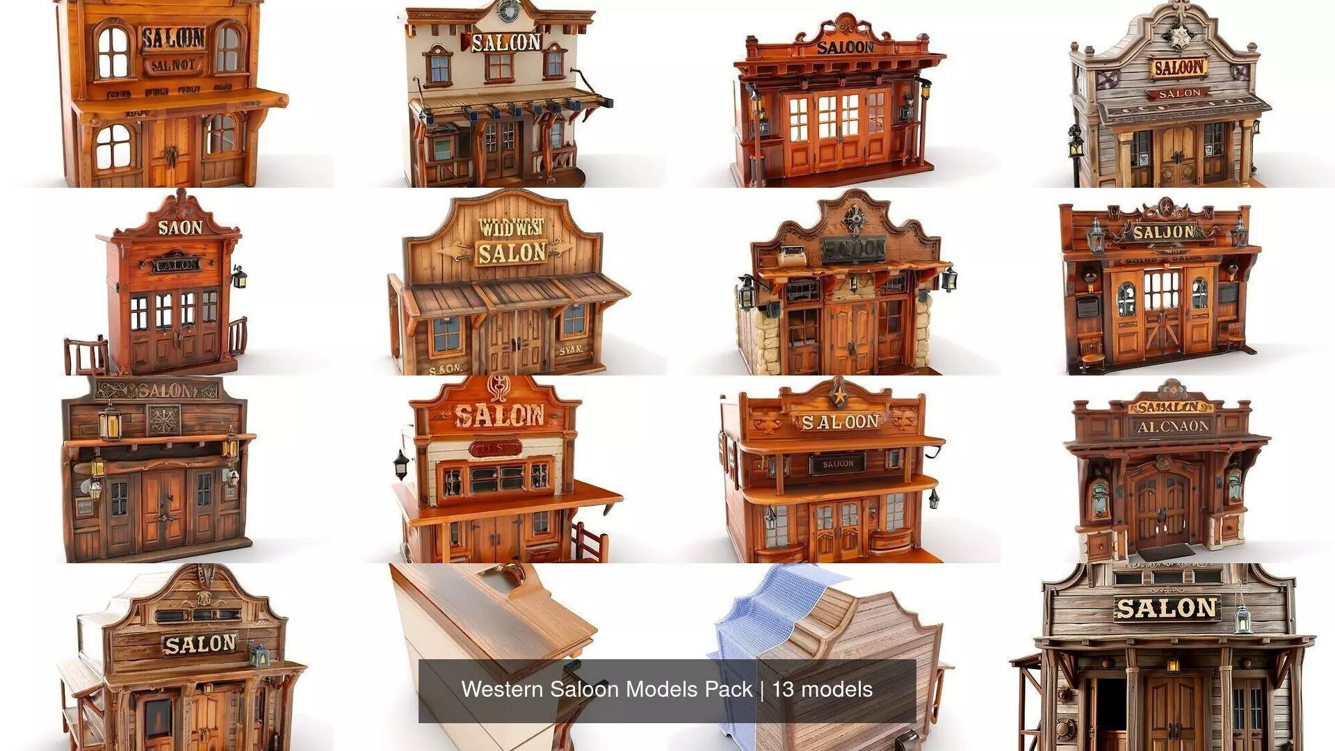 Western Saloon Models Pack 3D Model Collection_0