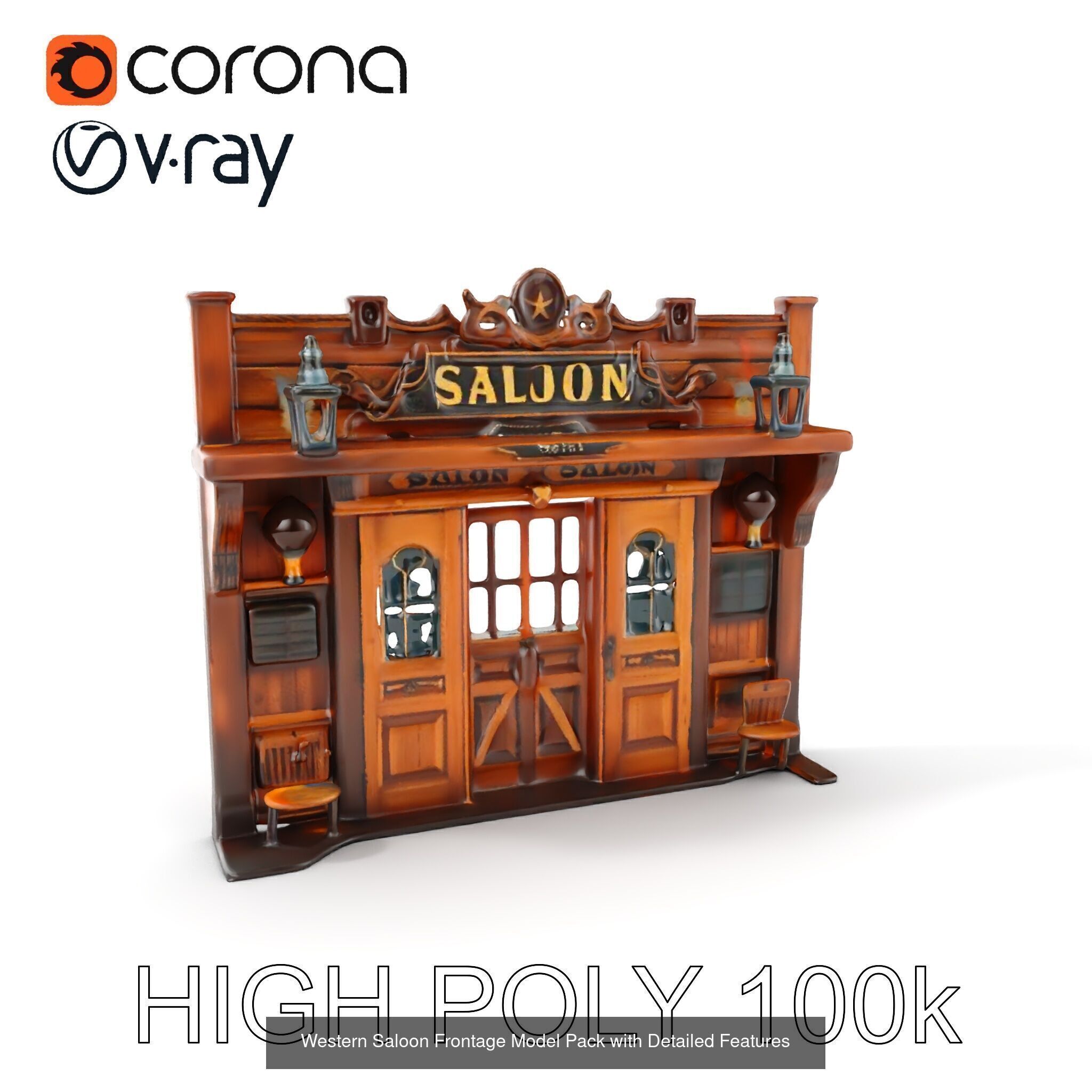 Western Saloon Models Pack 3D Model Collection_26