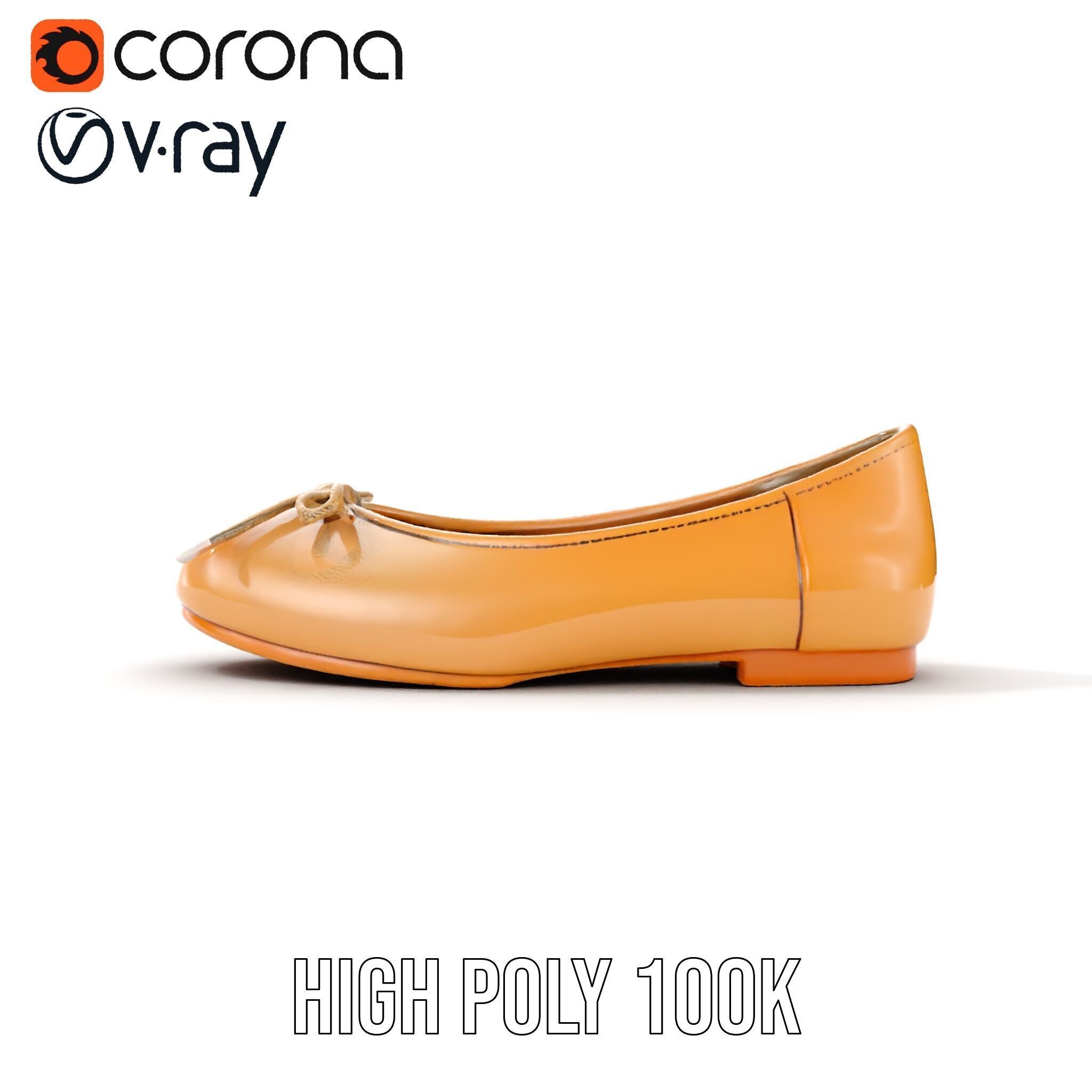 Elegant Womens Ballet Flat Model Pack for Versatile Scenes Low-poly 3D model_11