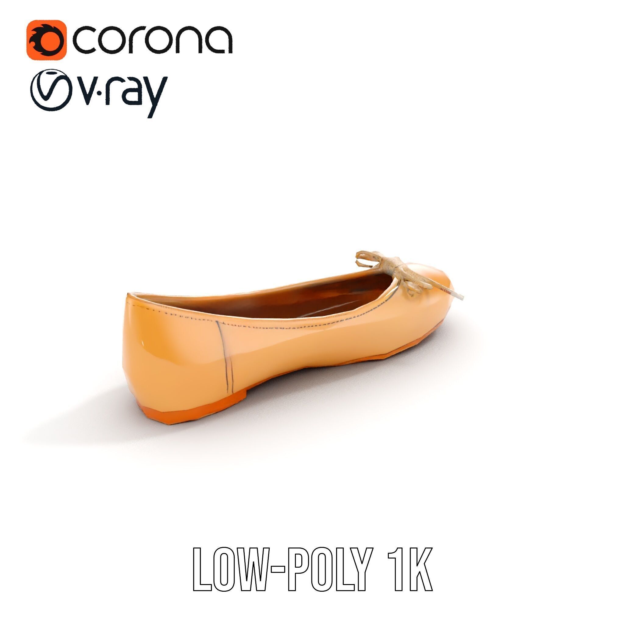 Elegant Womens Ballet Flat Model Pack for Versatile Scenes Low-poly 3D model_8