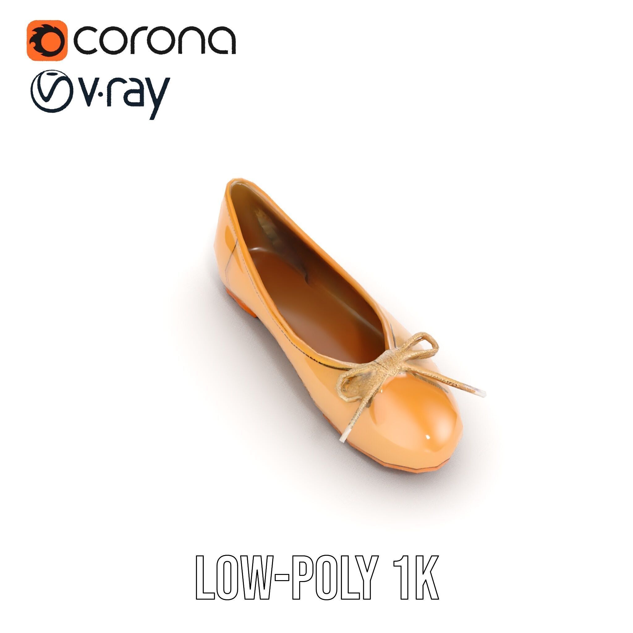 Elegant Womens Ballet Flat Model Pack for Versatile Scenes Low-poly 3D model_16