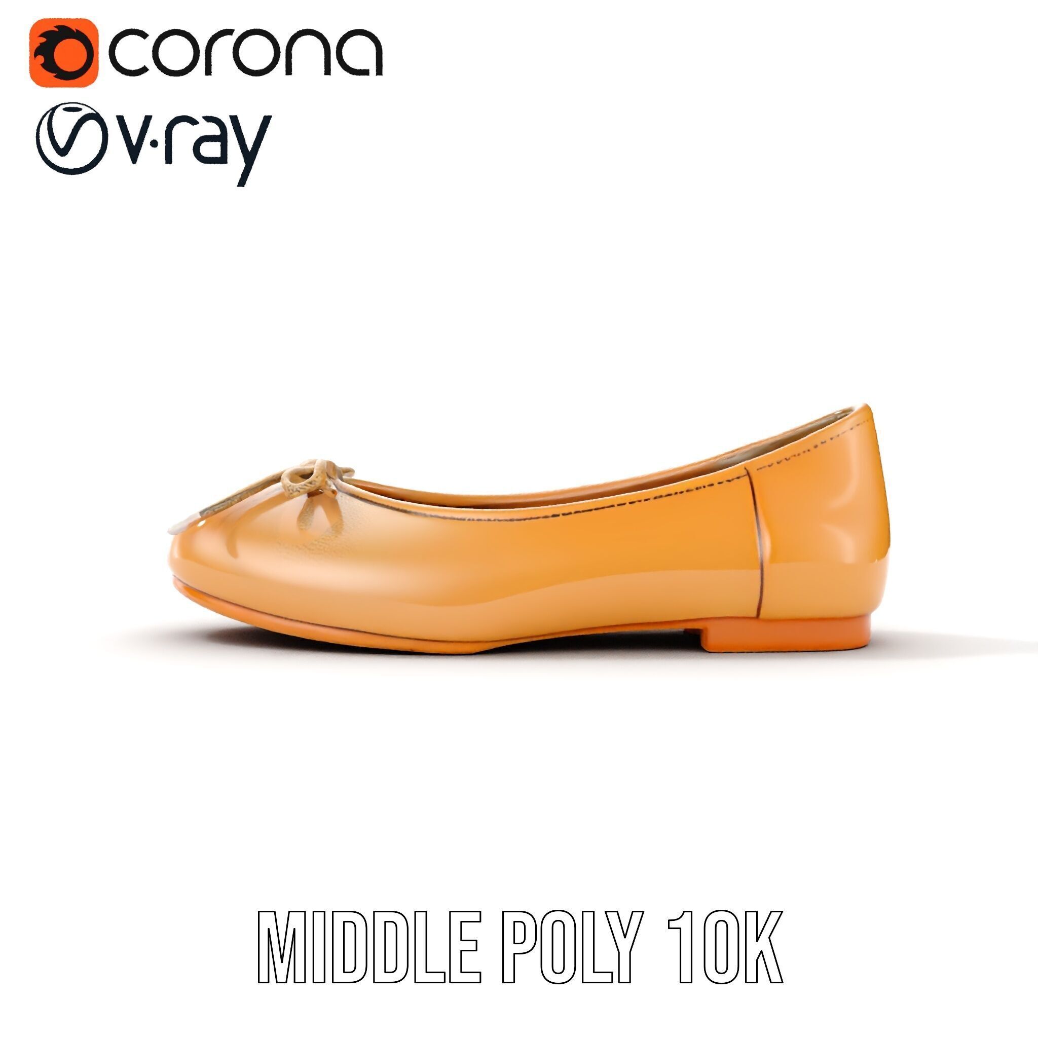 Elegant Womens Ballet Flat Model Pack for Versatile Scenes Low-poly 3D model_12
