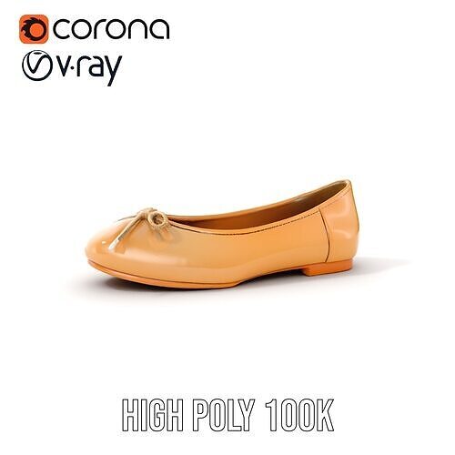 Elegant Womens Ballet Flat Model Pack for Versatile Scenes Low-poly 3D model