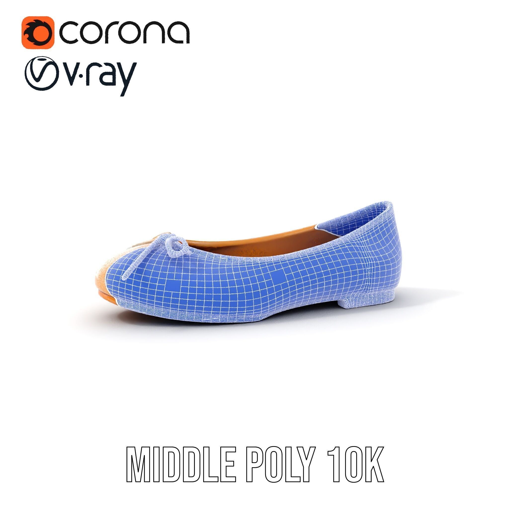 Elegant Womens Ballet Flat Model Pack for Versatile Scenes Low-poly 3D model_15