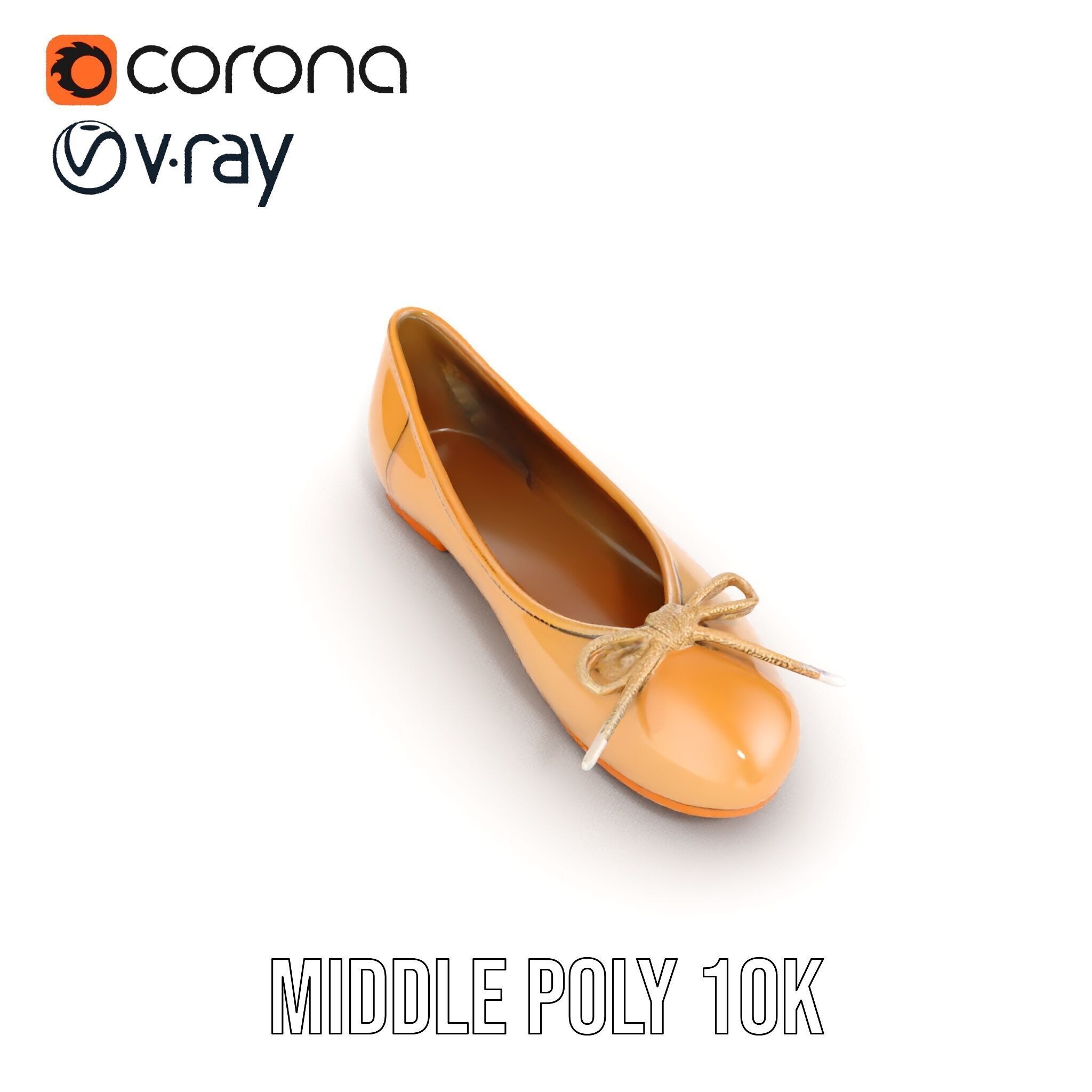 Elegant Womens Ballet Flat Model Pack for Versatile Scenes Low-poly 3D model_9