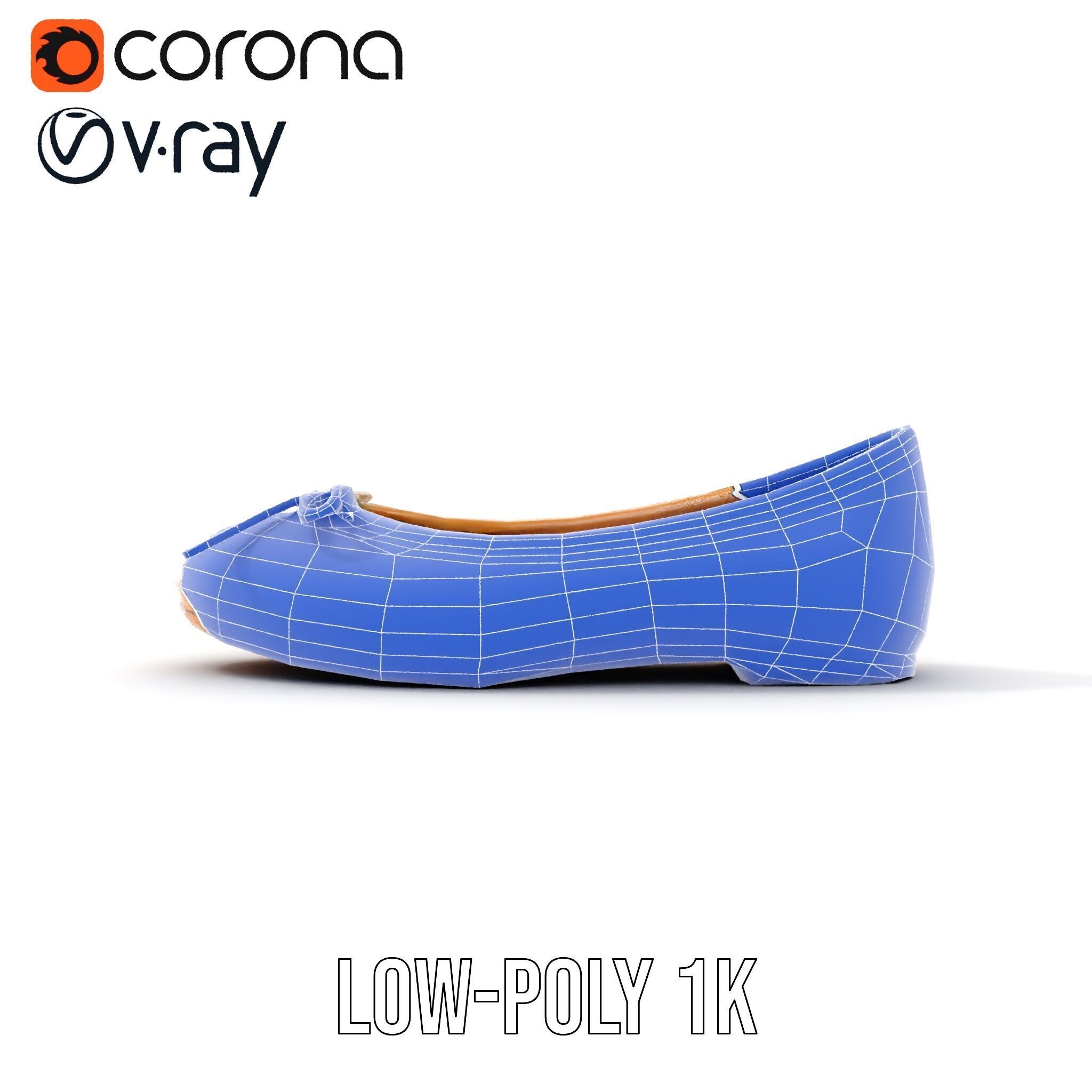 Elegant Womens Ballet Flat Model Pack for Versatile Scenes Low-poly 3D model_29
