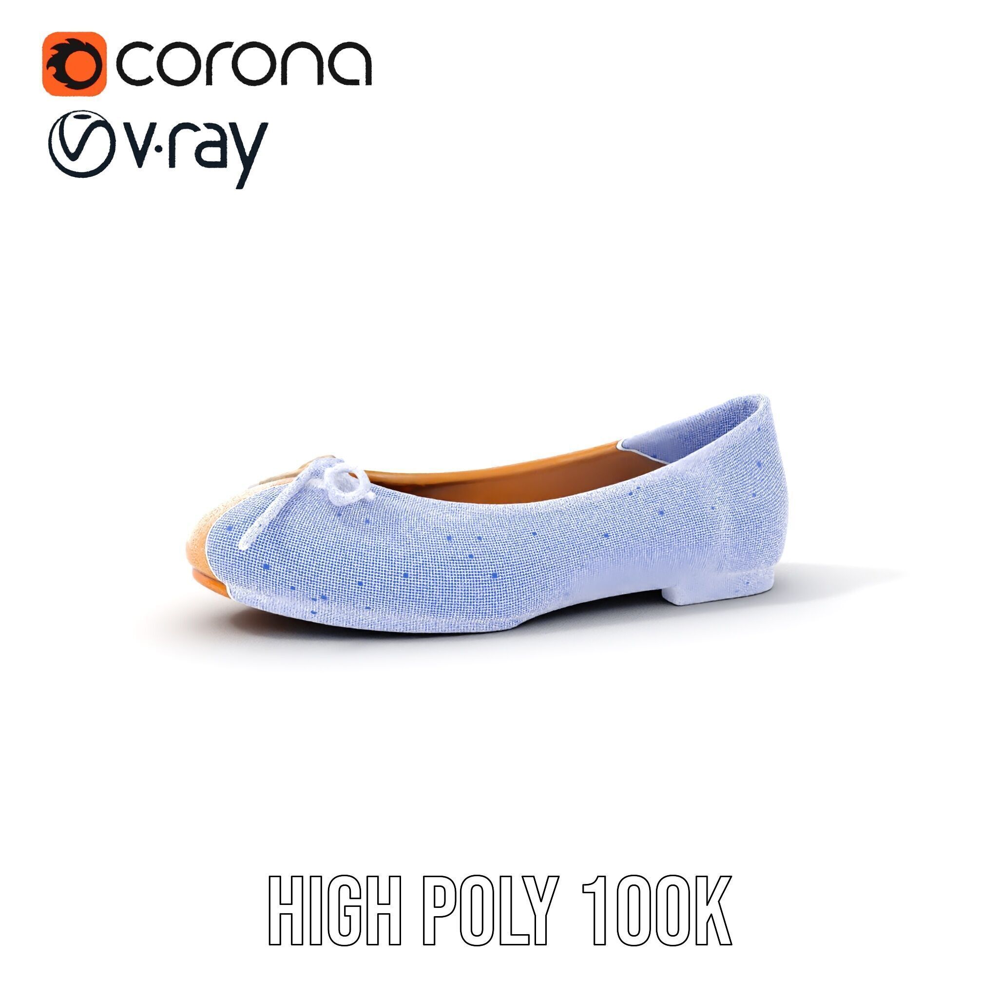 Elegant Womens Ballet Flat Model Pack for Versatile Scenes Low-poly 3D model_5