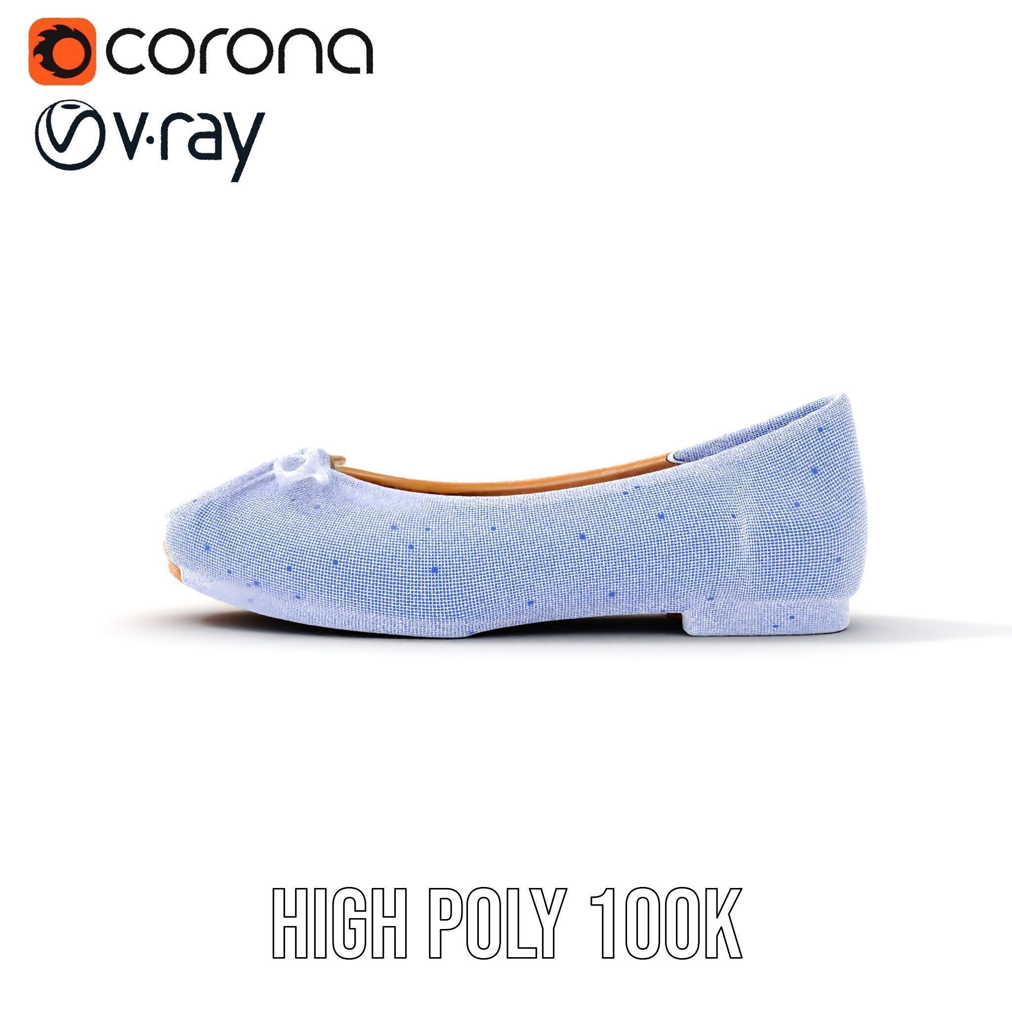 Elegant Womens Ballet Flat Model Pack for Versatile Scenes Low-poly 3D model_30