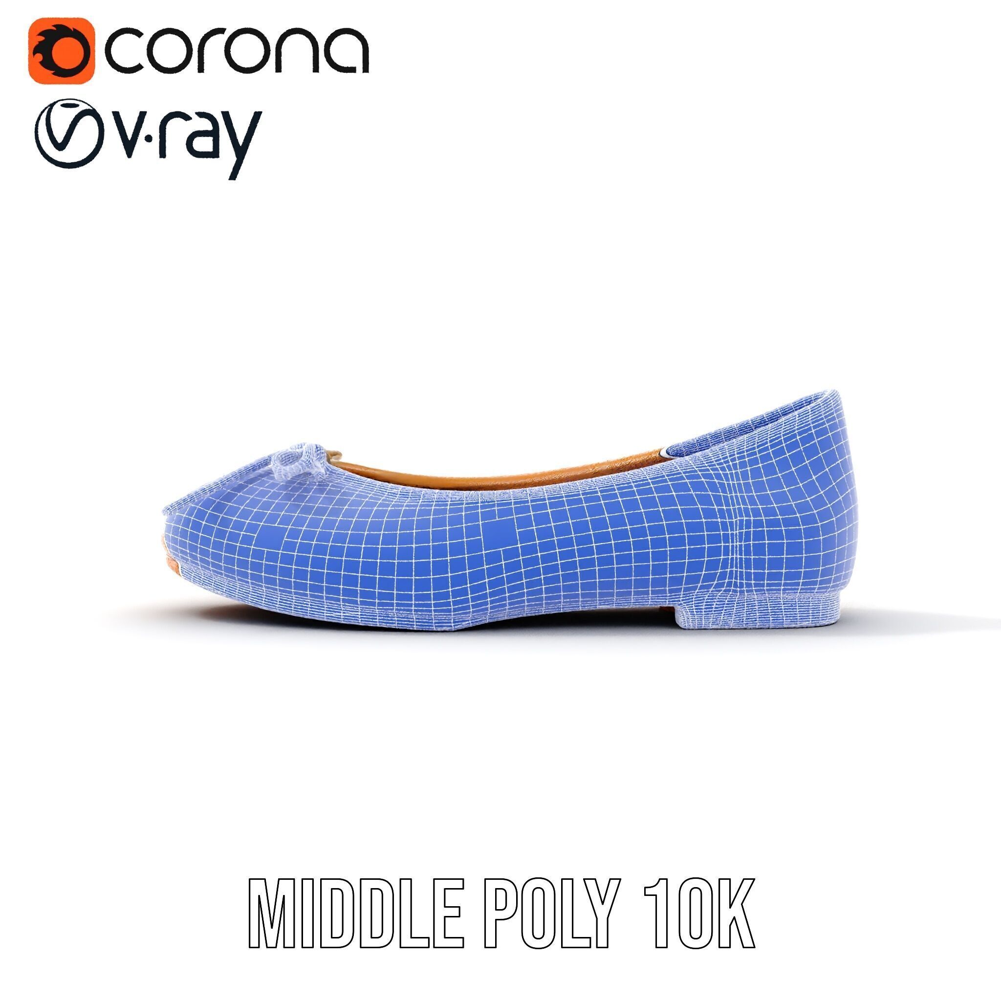 Elegant Womens Ballet Flat Model Pack for Versatile Scenes Low-poly 3D model_17