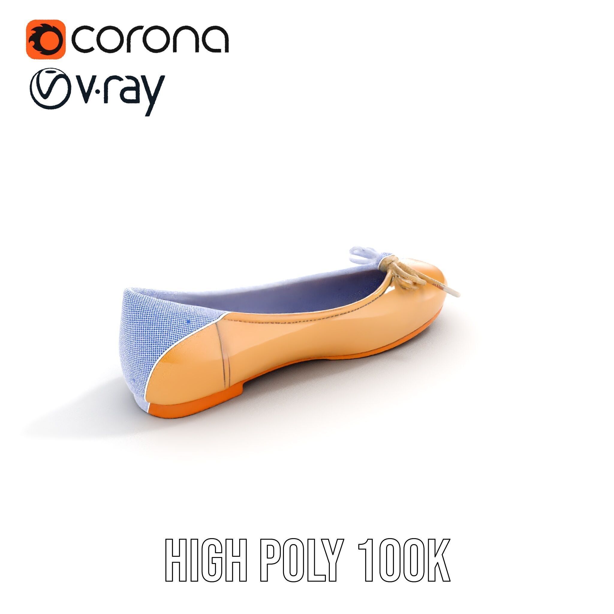 Elegant Womens Ballet Flat Model Pack for Versatile Scenes Low-poly 3D model_22