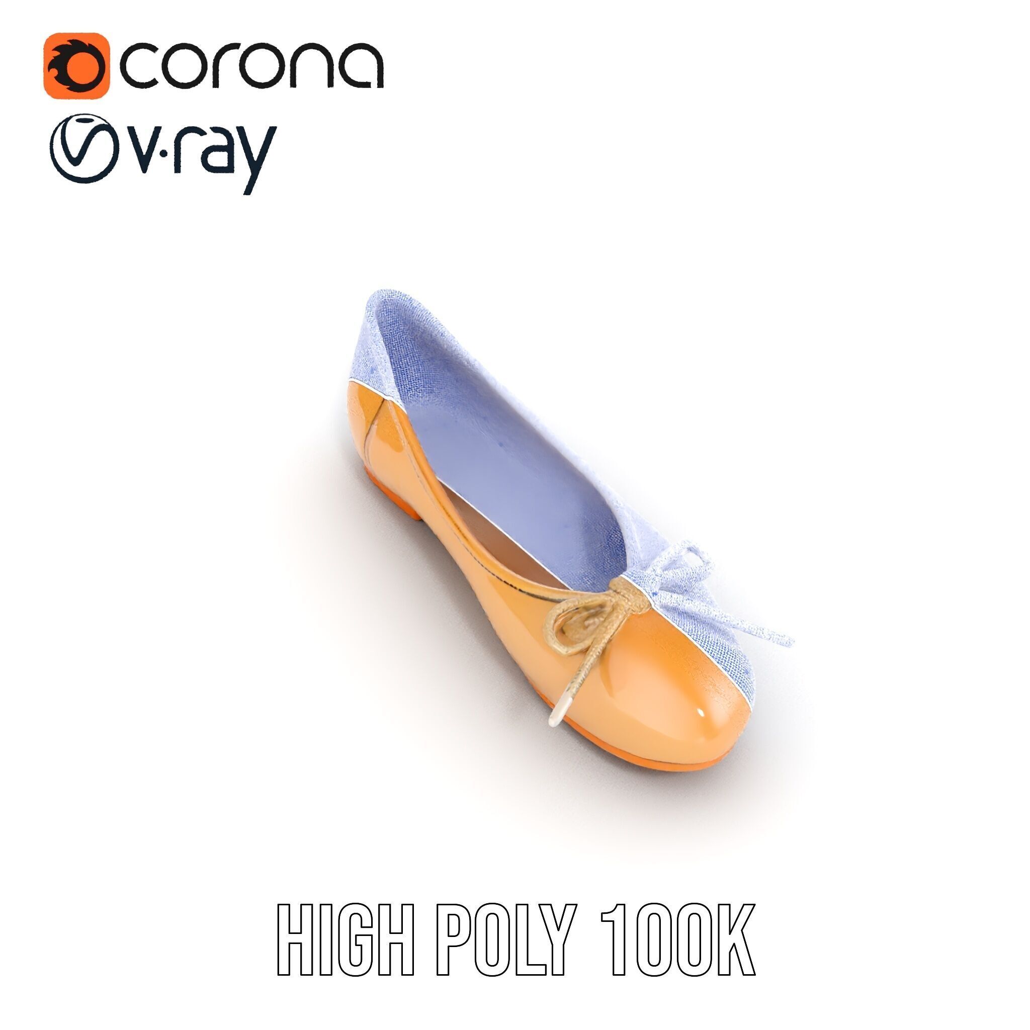 Elegant Womens Ballet Flat Model Pack for Versatile Scenes Low-poly 3D model_33