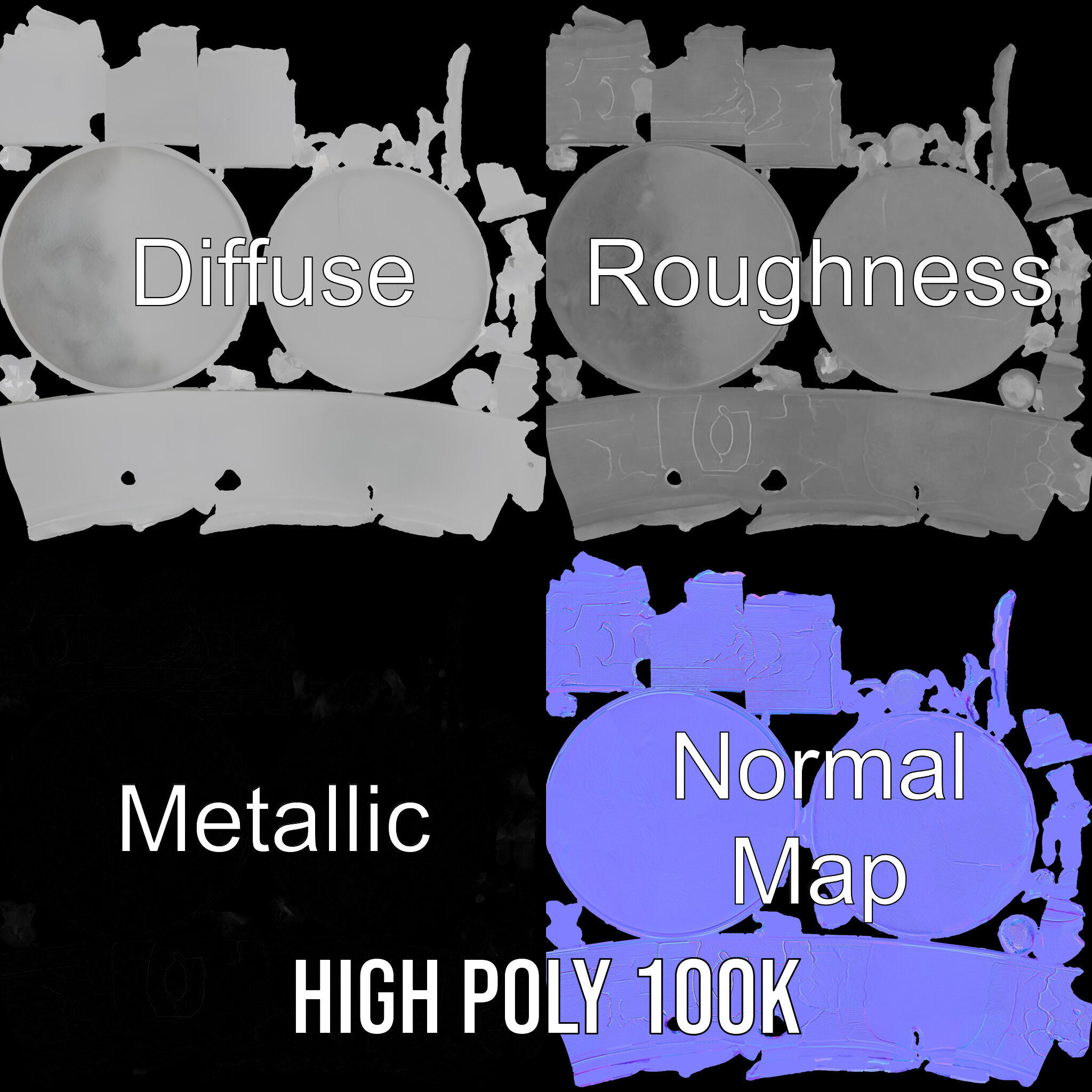 Concrete Sewer Pipe Model Pack with Textured Cracks Low-poly 3D model_4