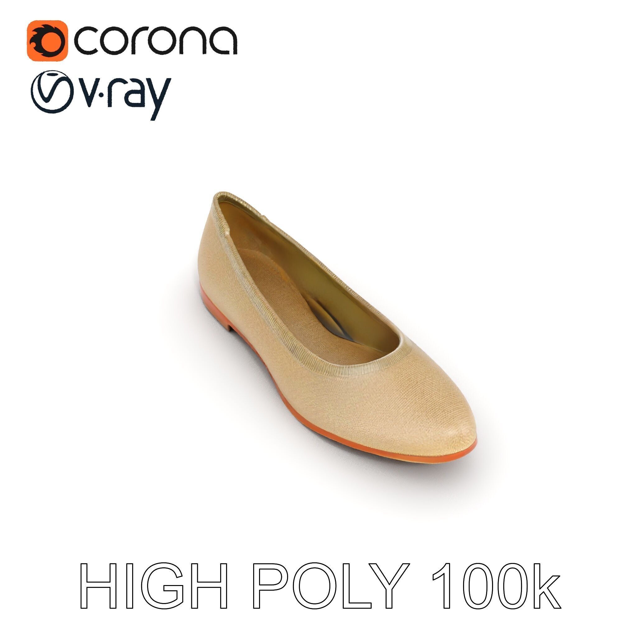 Elegant Womens Flat Shoe Model Pack Texture_7