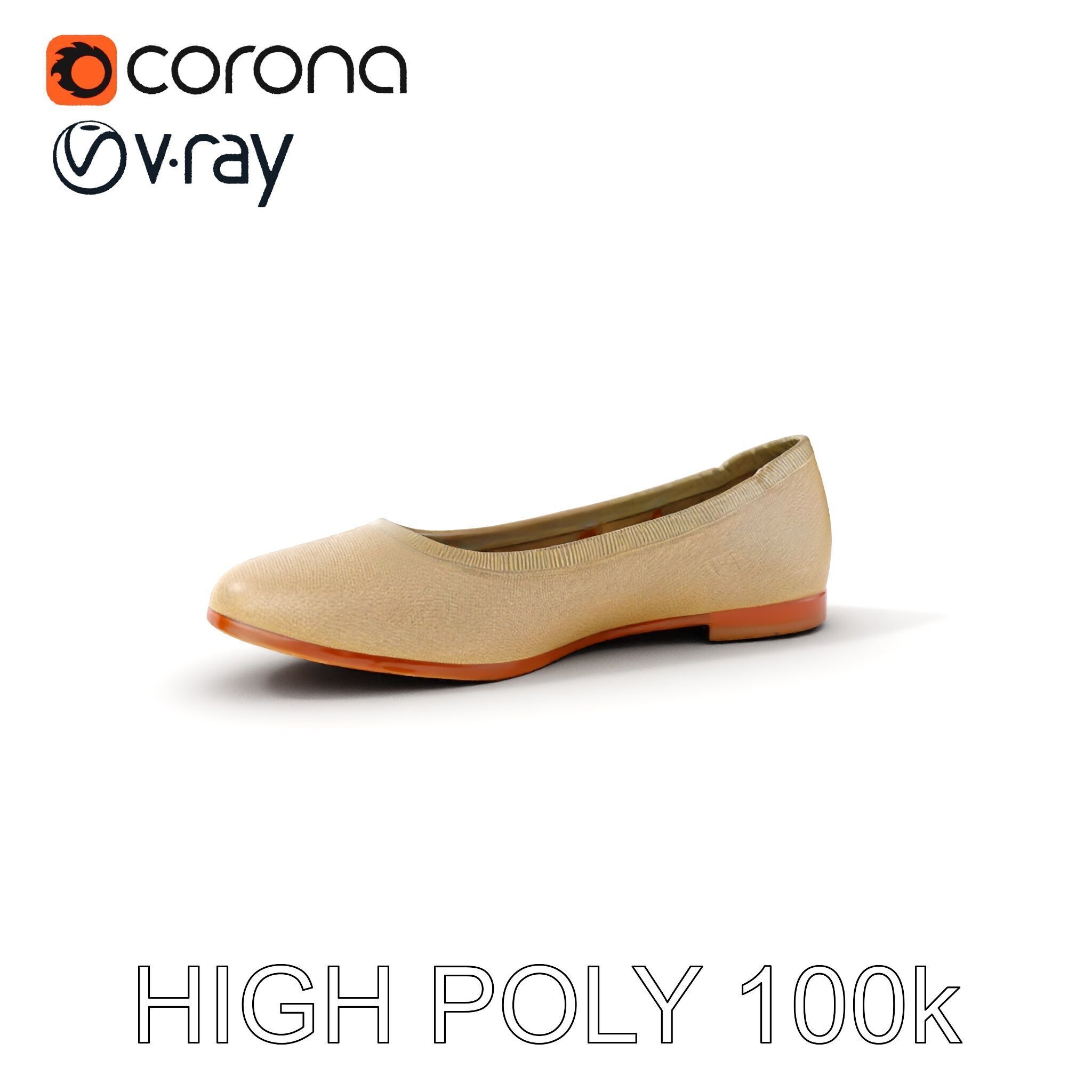 Elegant Womens Flat Shoe Model Pack Texture_10