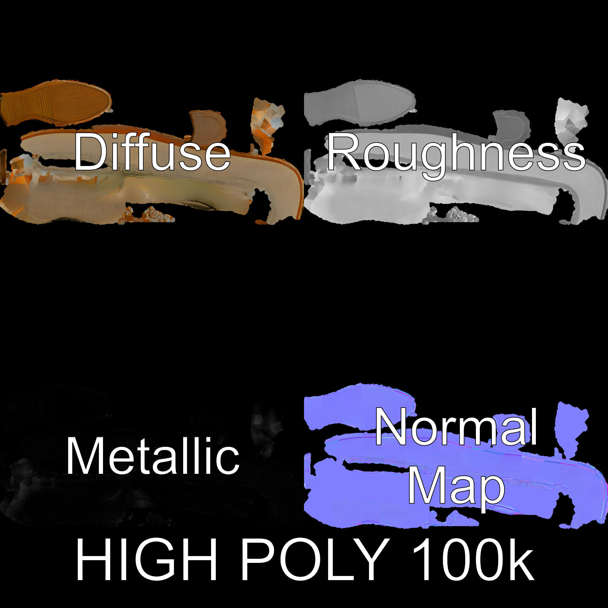 Elegant Womens Flat Shoe Model Pack Texture_4