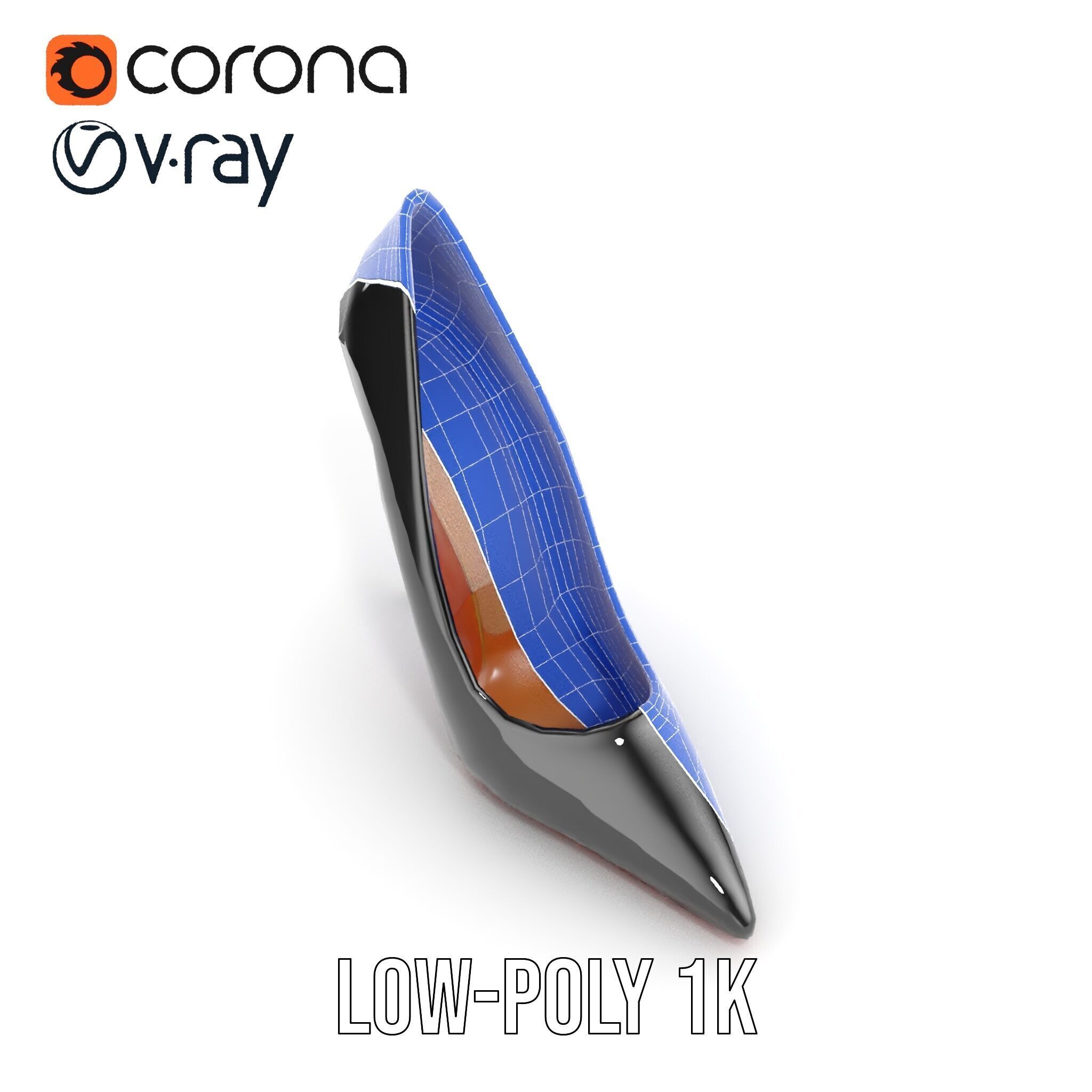 High Heel Stiletto Shoe D Model Pack Low-poly 3D model_10