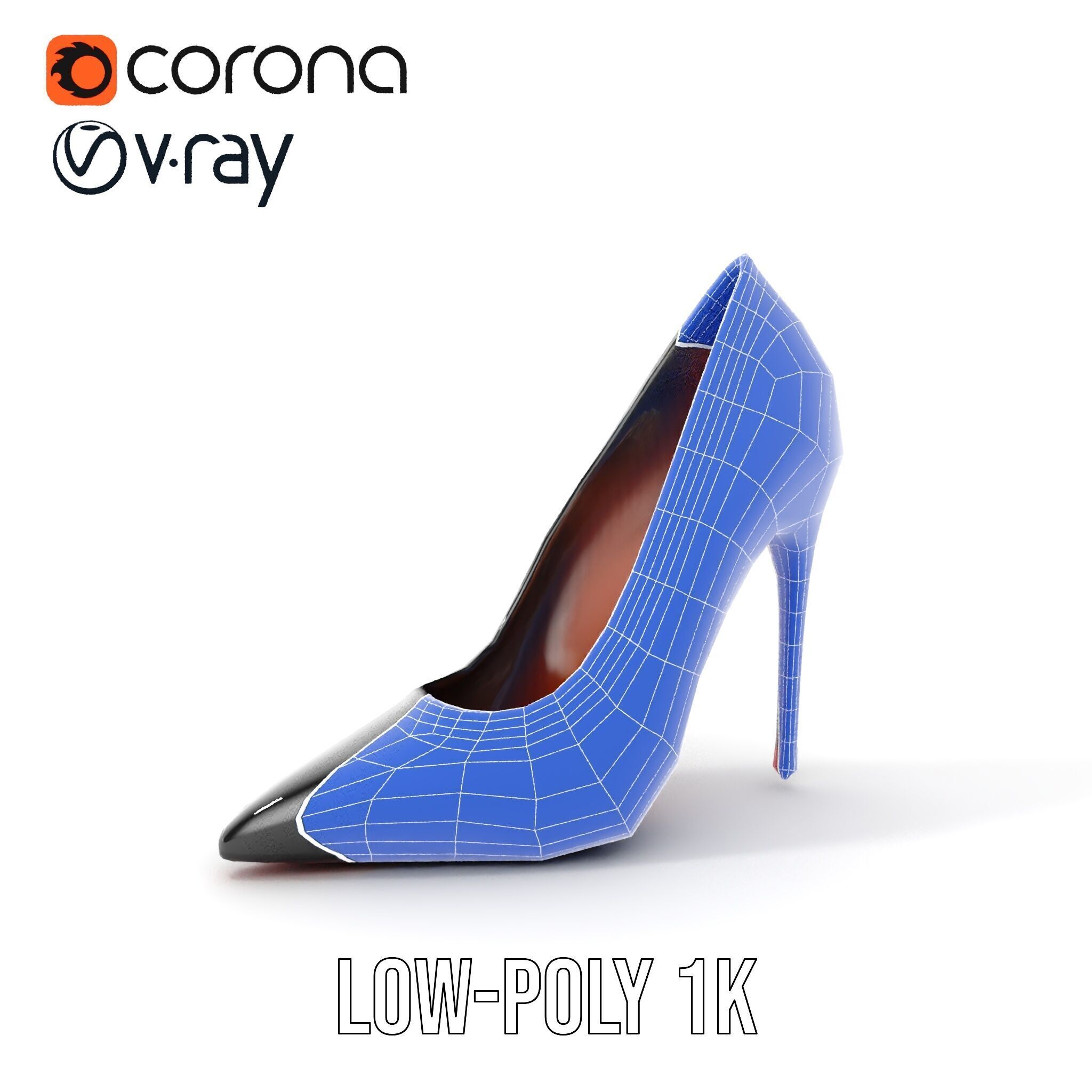 High Heel Stiletto Shoe D Model Pack Low-poly 3D model_26