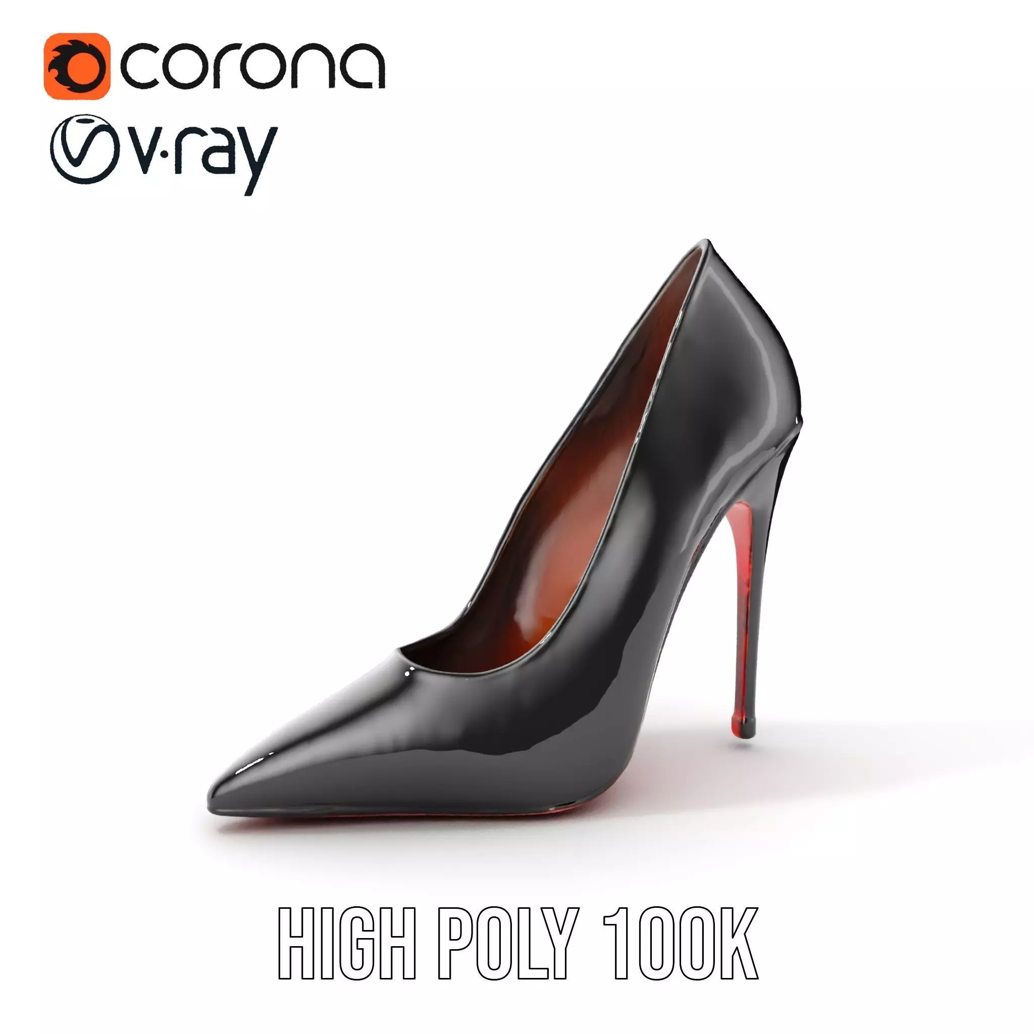 High Heel Stiletto Shoe D Model Pack Low-poly 3D model_0