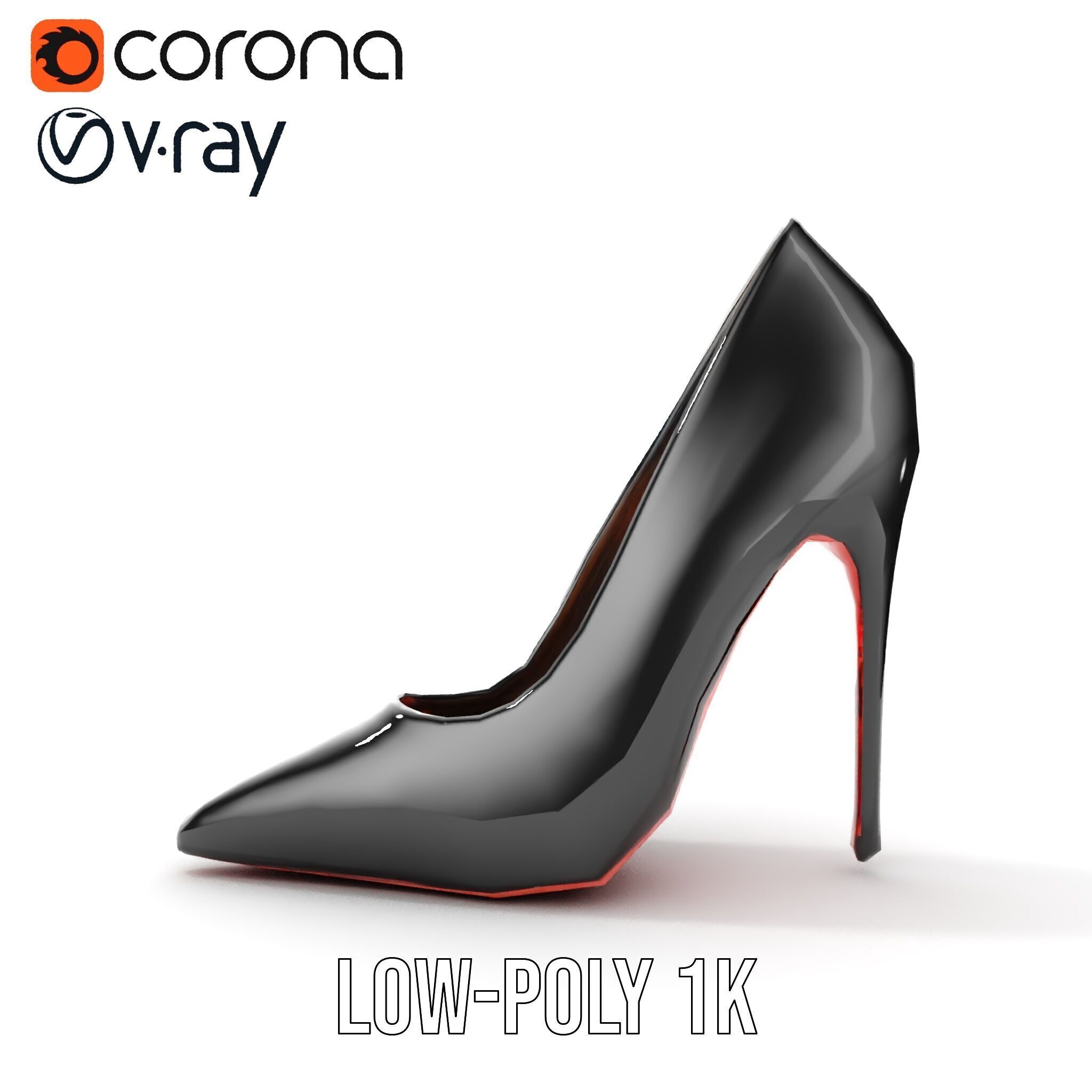 High Heel Stiletto Shoe D Model Pack Low-poly 3D model_15