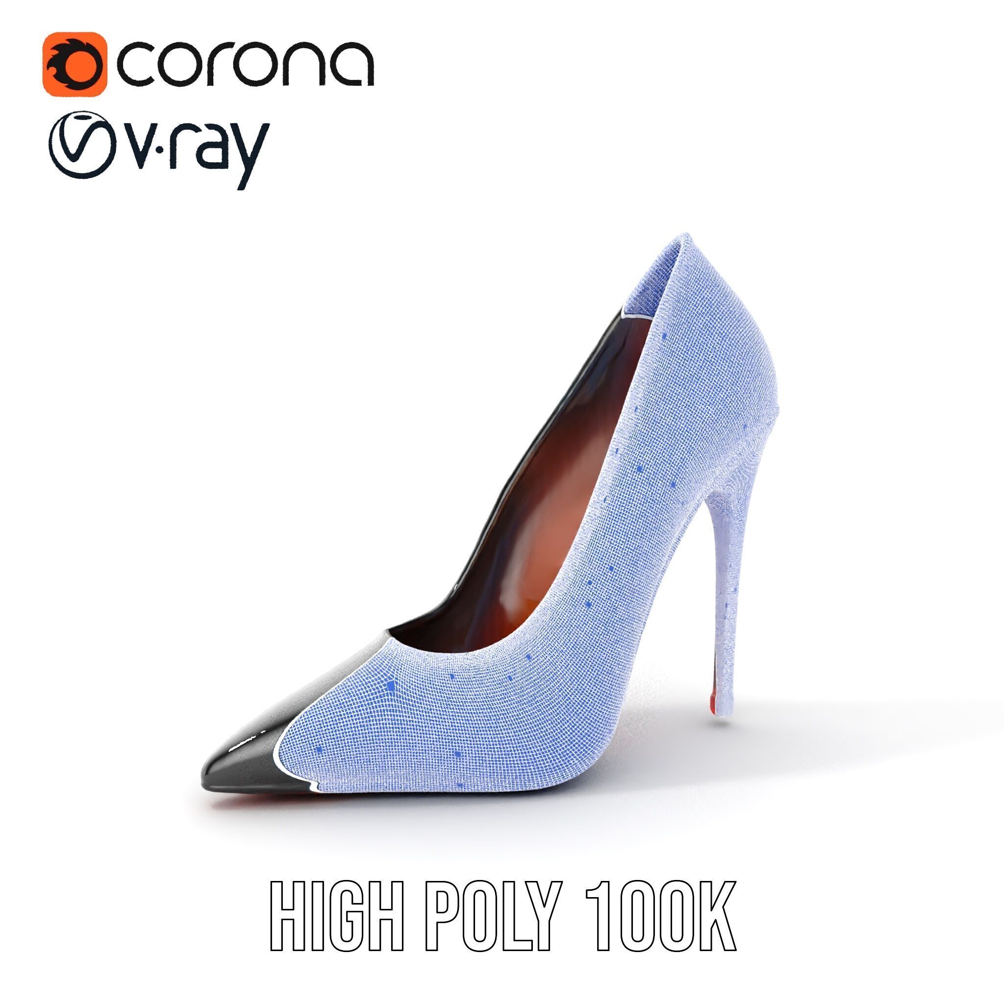 High Heel Stiletto Shoe D Model Pack Low-poly 3D model_5