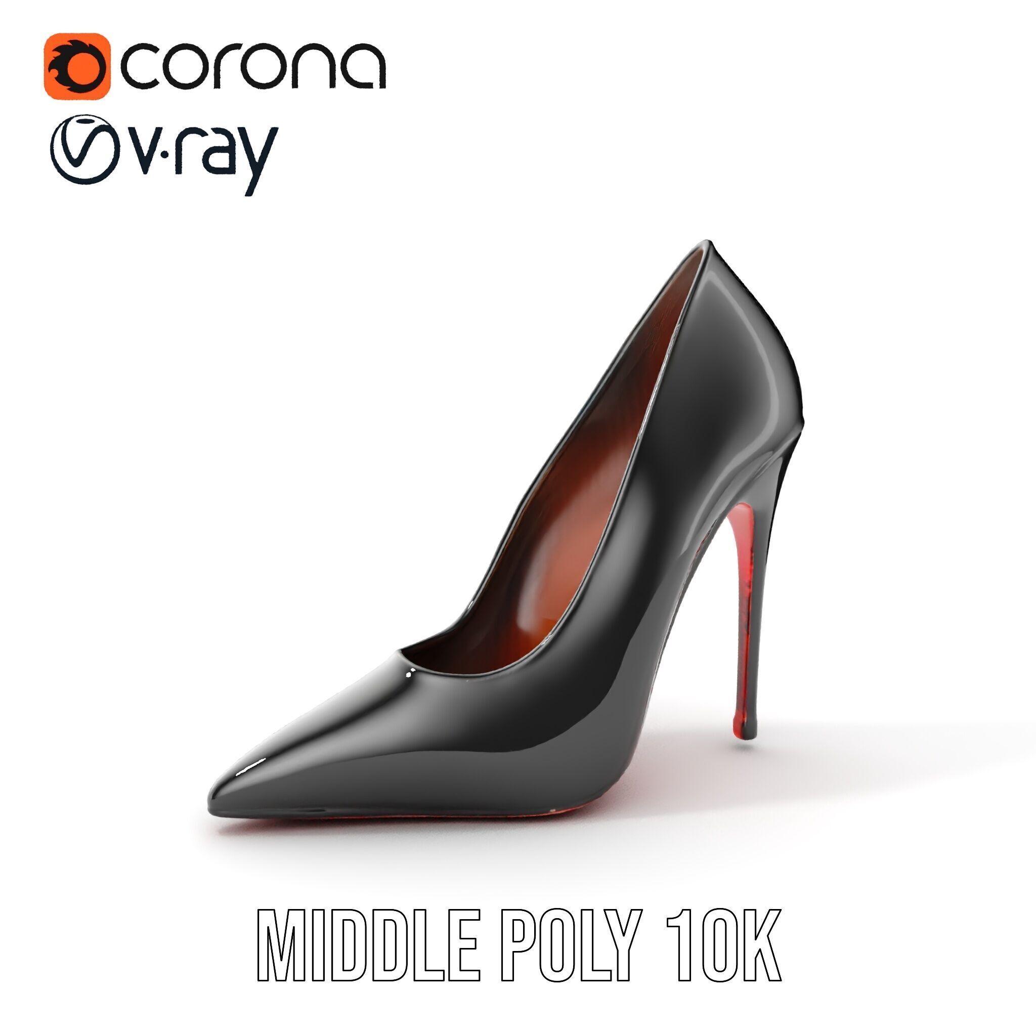 High Heel Stiletto Shoe D Model Pack Low-poly 3D model_9