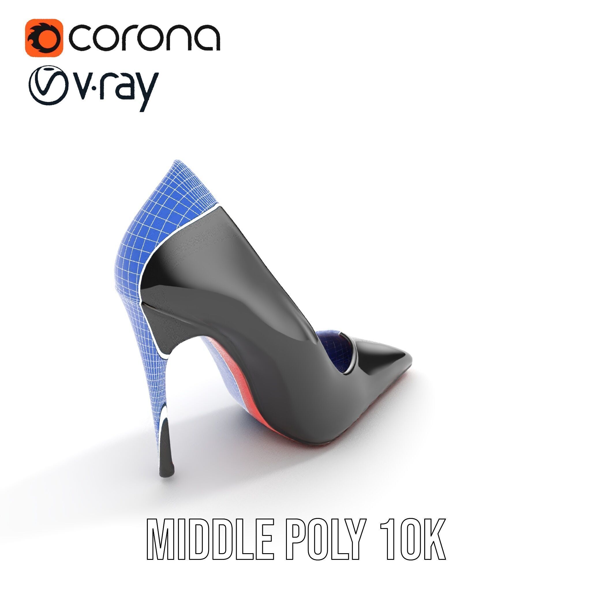 High Heel Stiletto Shoe D Model Pack Low-poly 3D model_17