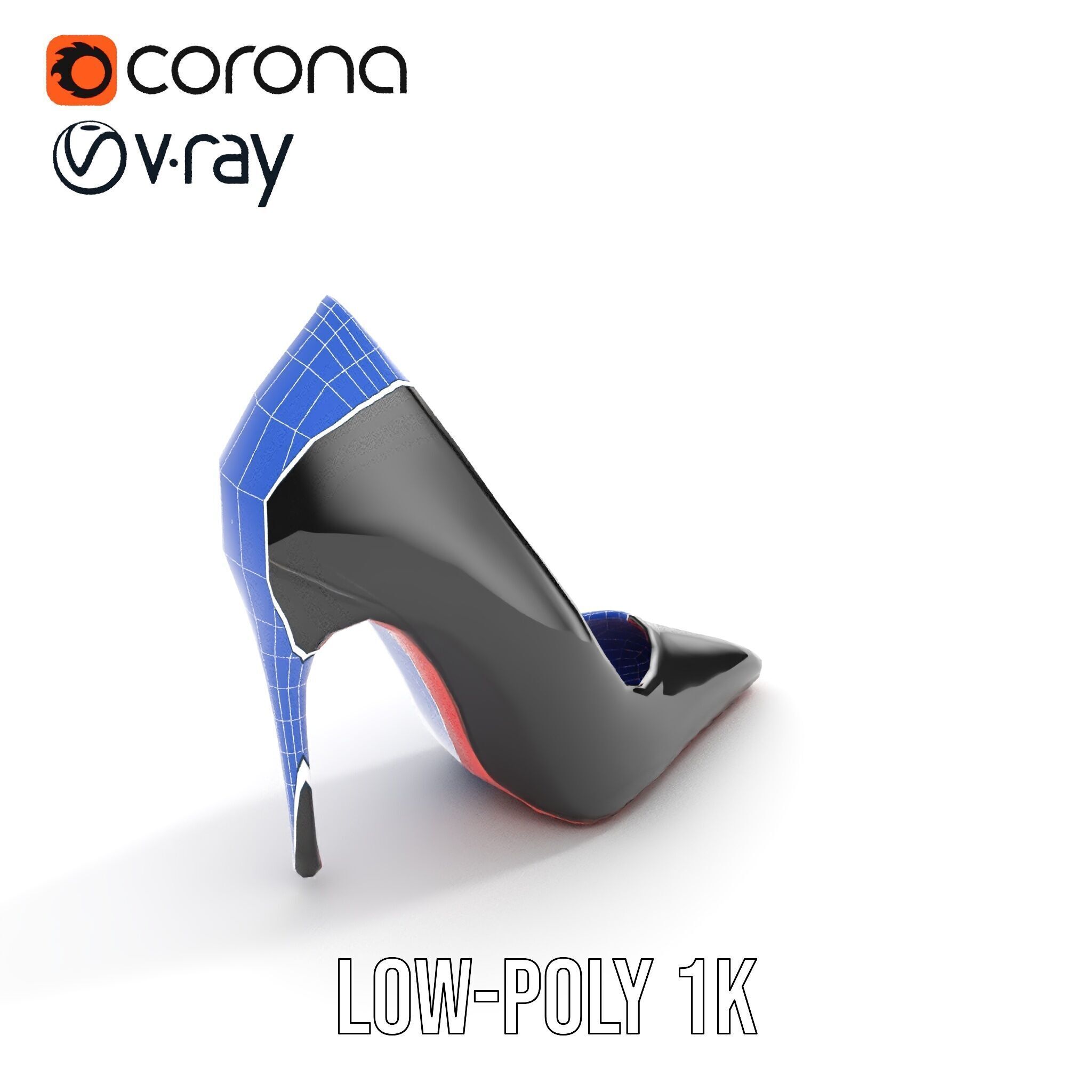 High Heel Stiletto Shoe D Model Pack Low-poly 3D model_18
