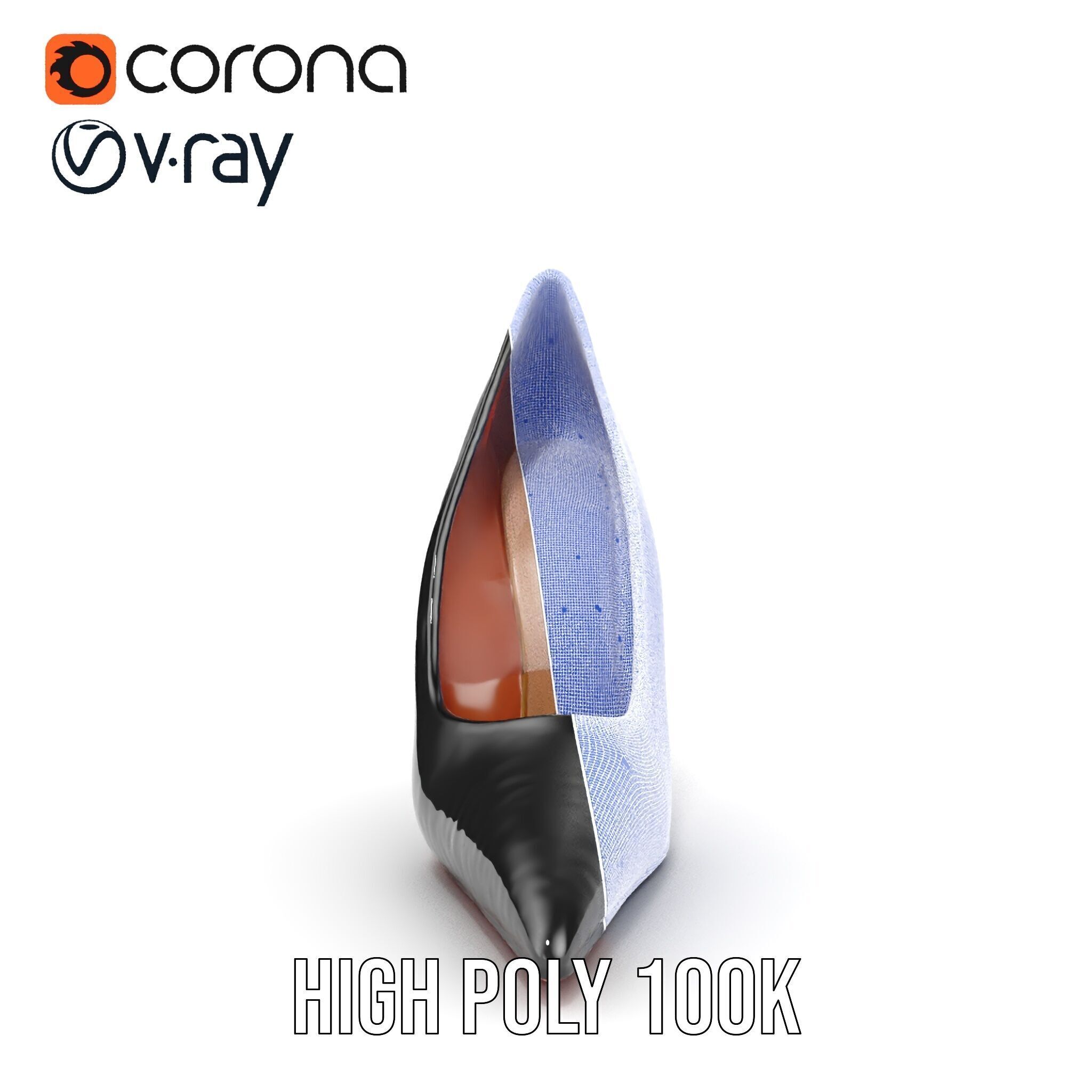 High Heel Stiletto Shoe D Model Pack Low-poly 3D model_36