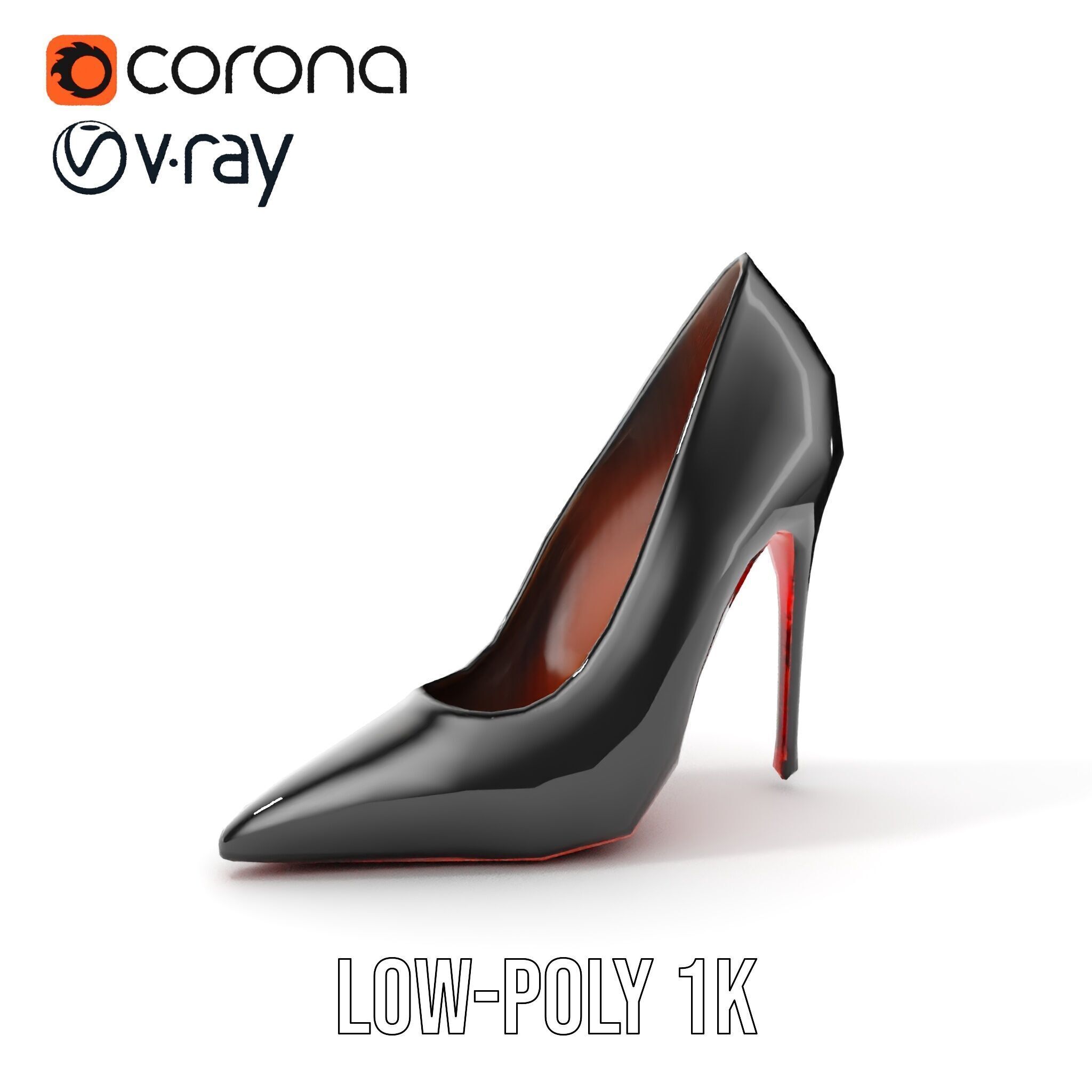High Heel Stiletto Shoe D Model Pack Low-poly 3D model_8