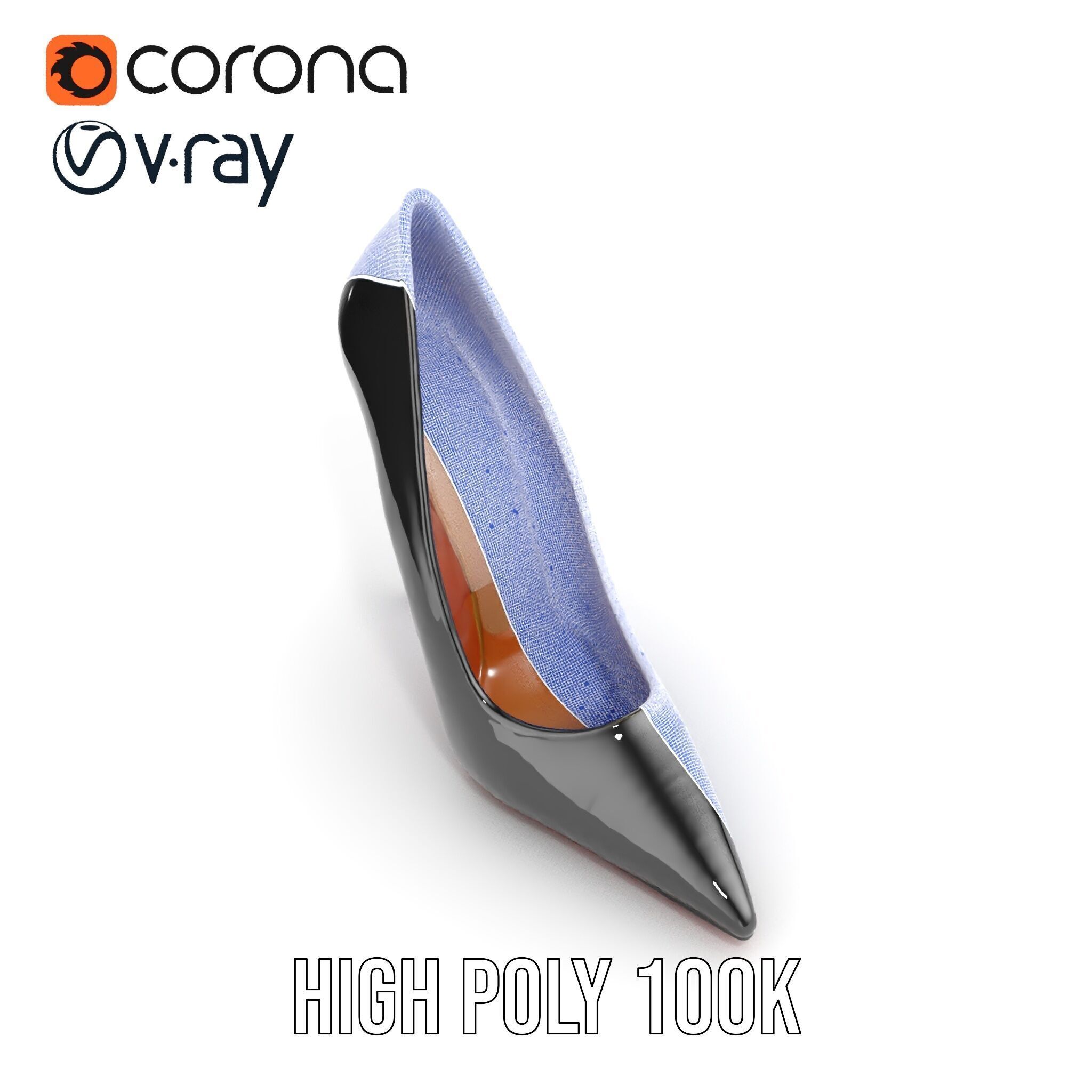 High Heel Stiletto Shoe D Model Pack Low-poly 3D model_13