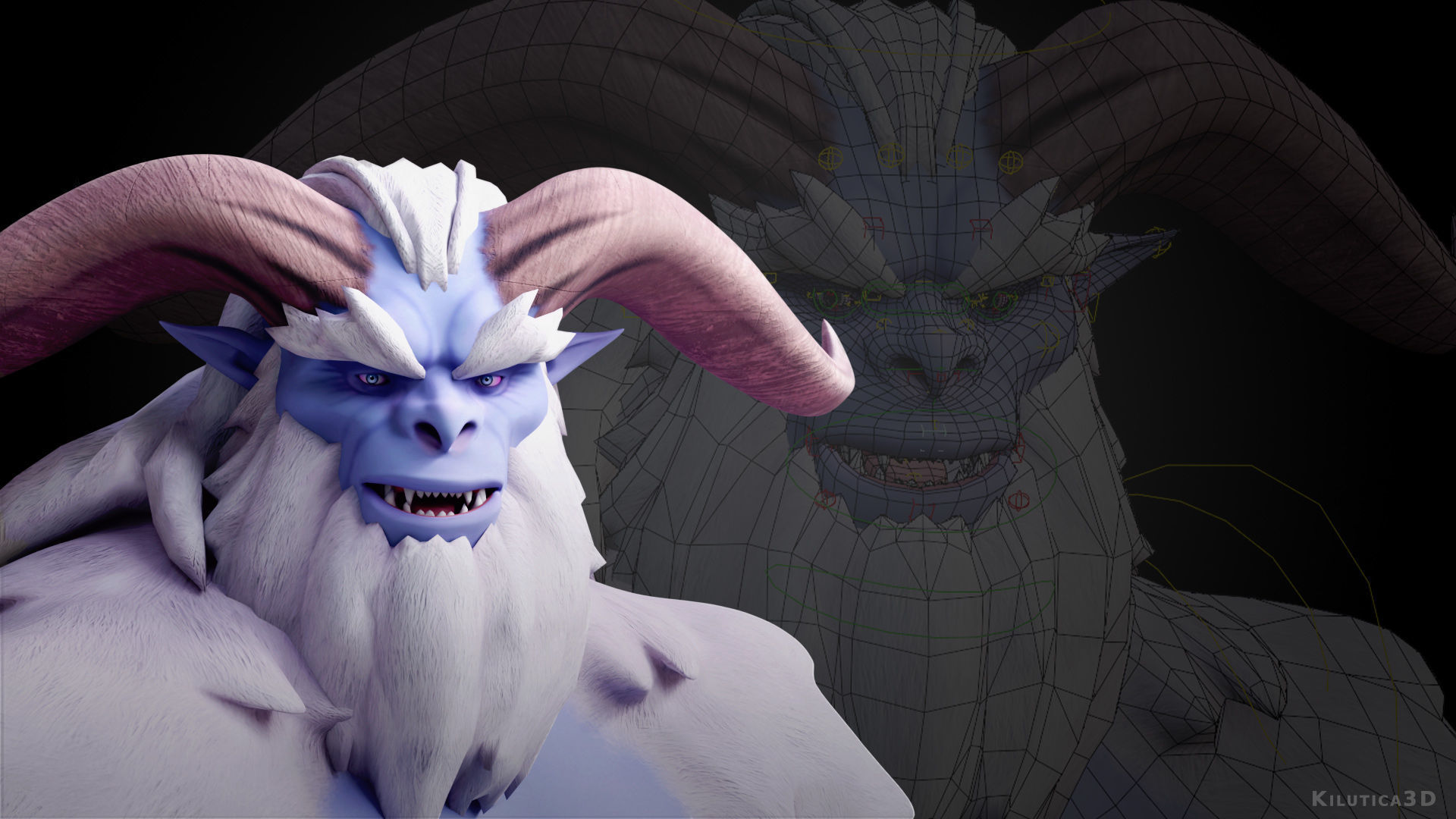 Yeti - Rigged Stylized Creature 3D Model for Blender Low-poly 3D model_7