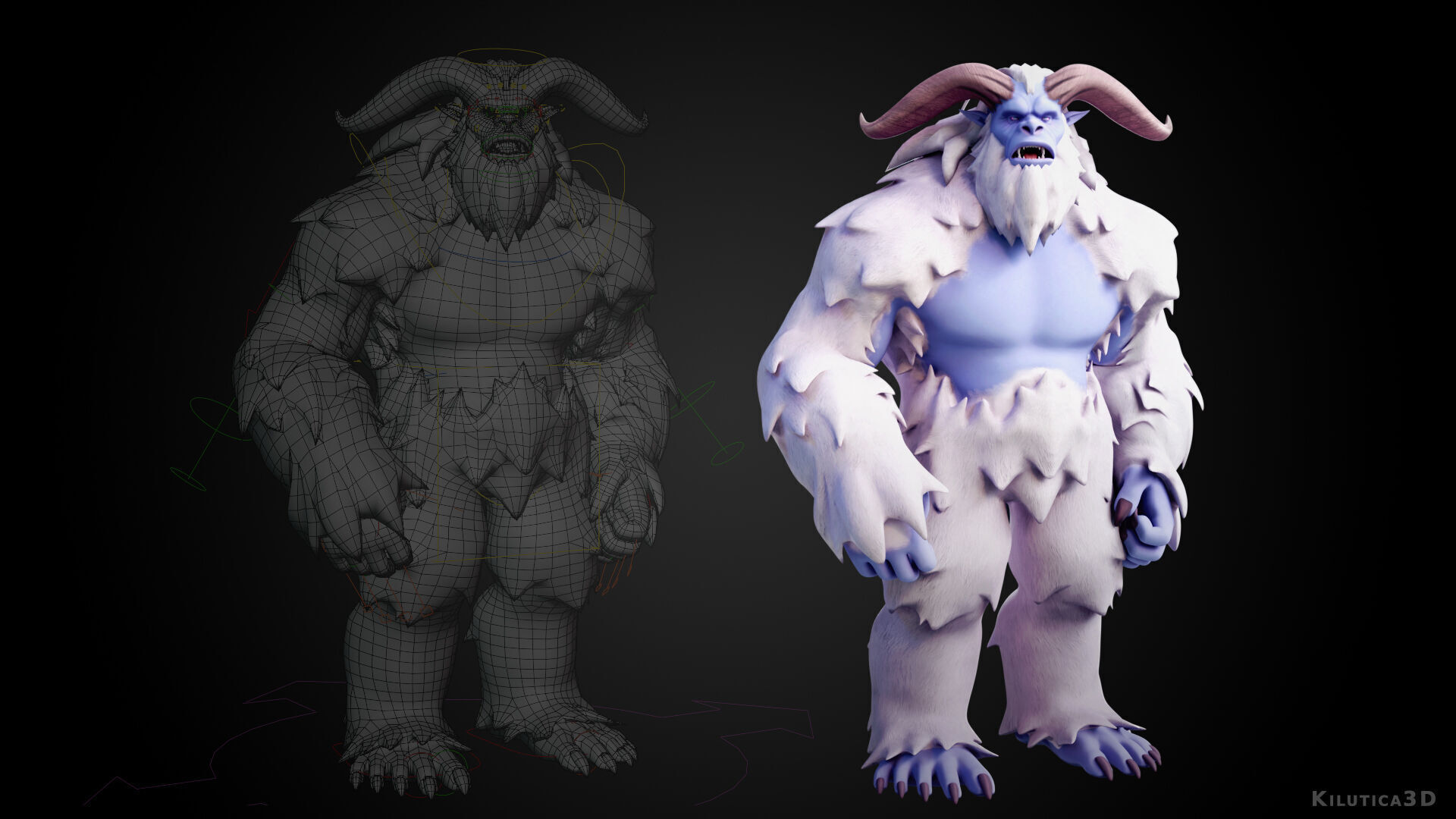 Yeti - Rigged Stylized Creature 3D Model for Blender Low-poly 3D model_1
