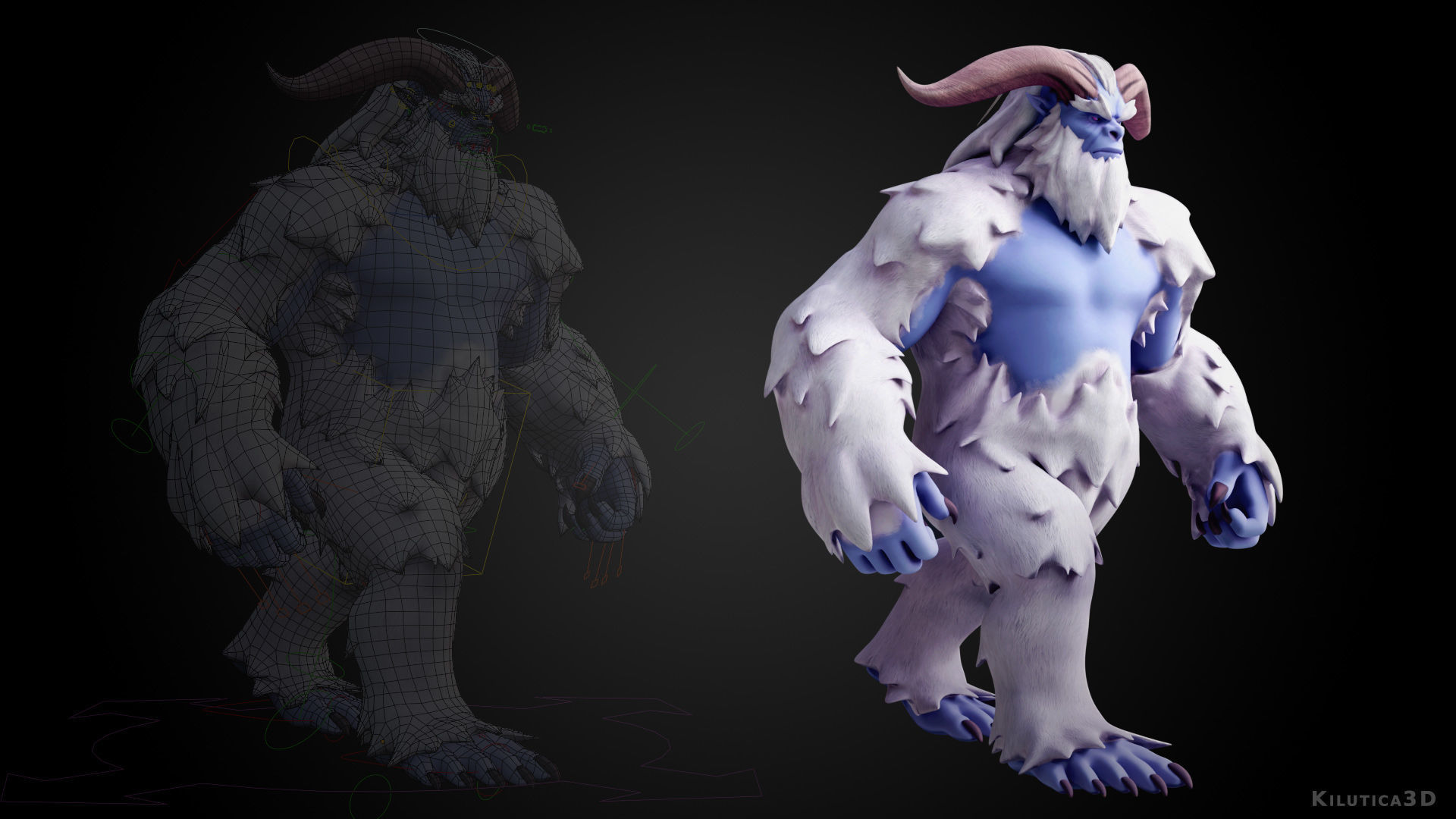 Yeti - Rigged Stylized Creature 3D Model for Blender Low-poly 3D model_5
